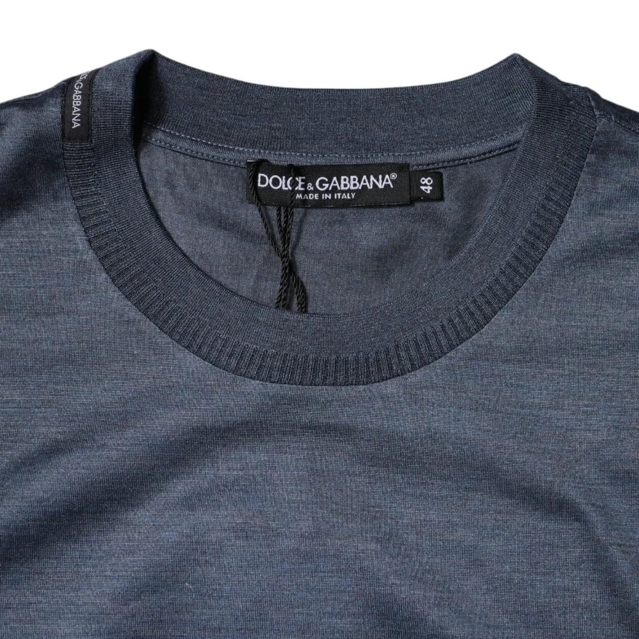 Dolce & Gabbana Blue Silk Crew Neck Short Sleeves Men T-shirt