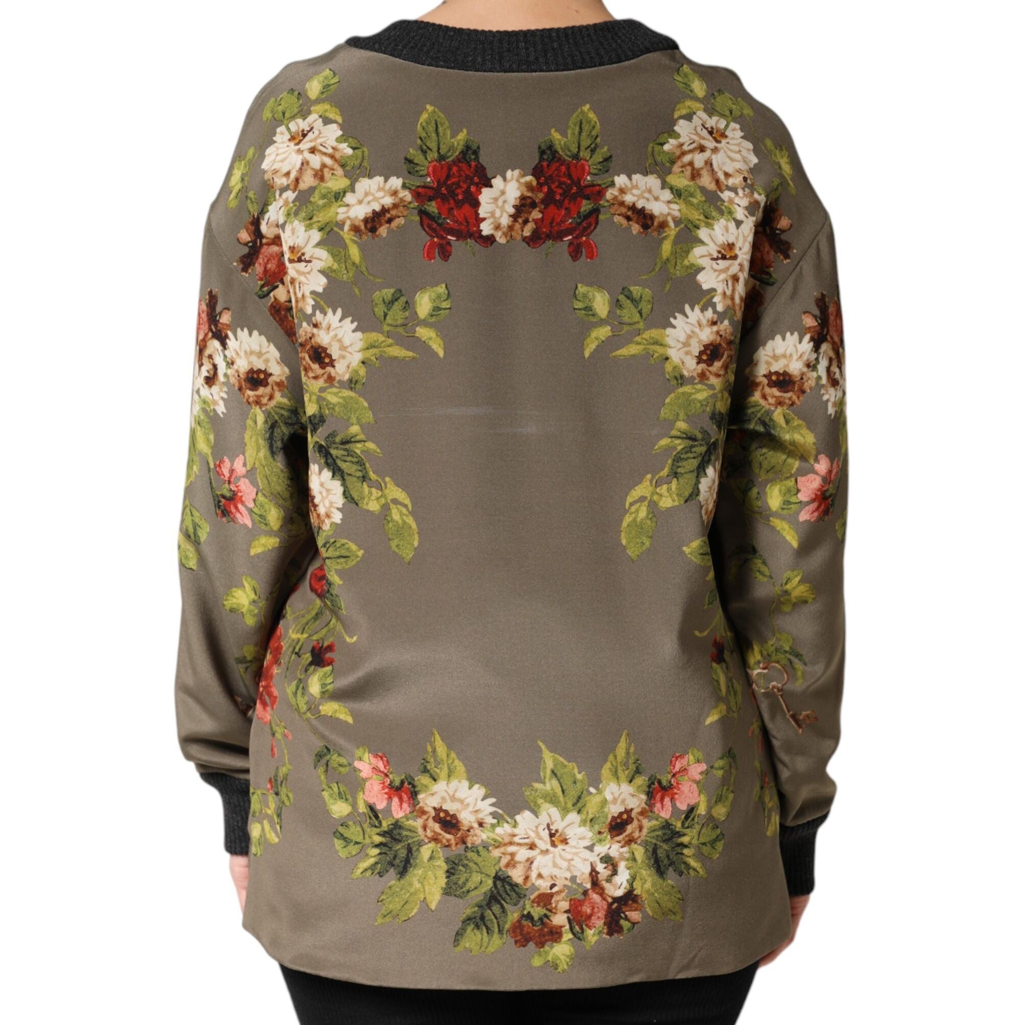 Dolce & Gabbana Enchanted Sicily Silk Crewneck Blouse Sweater