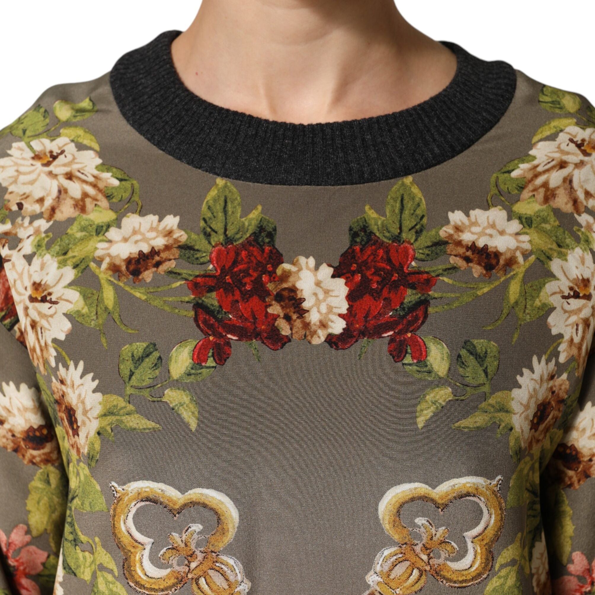 Dolce & Gabbana Enchanted Sicily Silk Crewneck Blouse Sweater