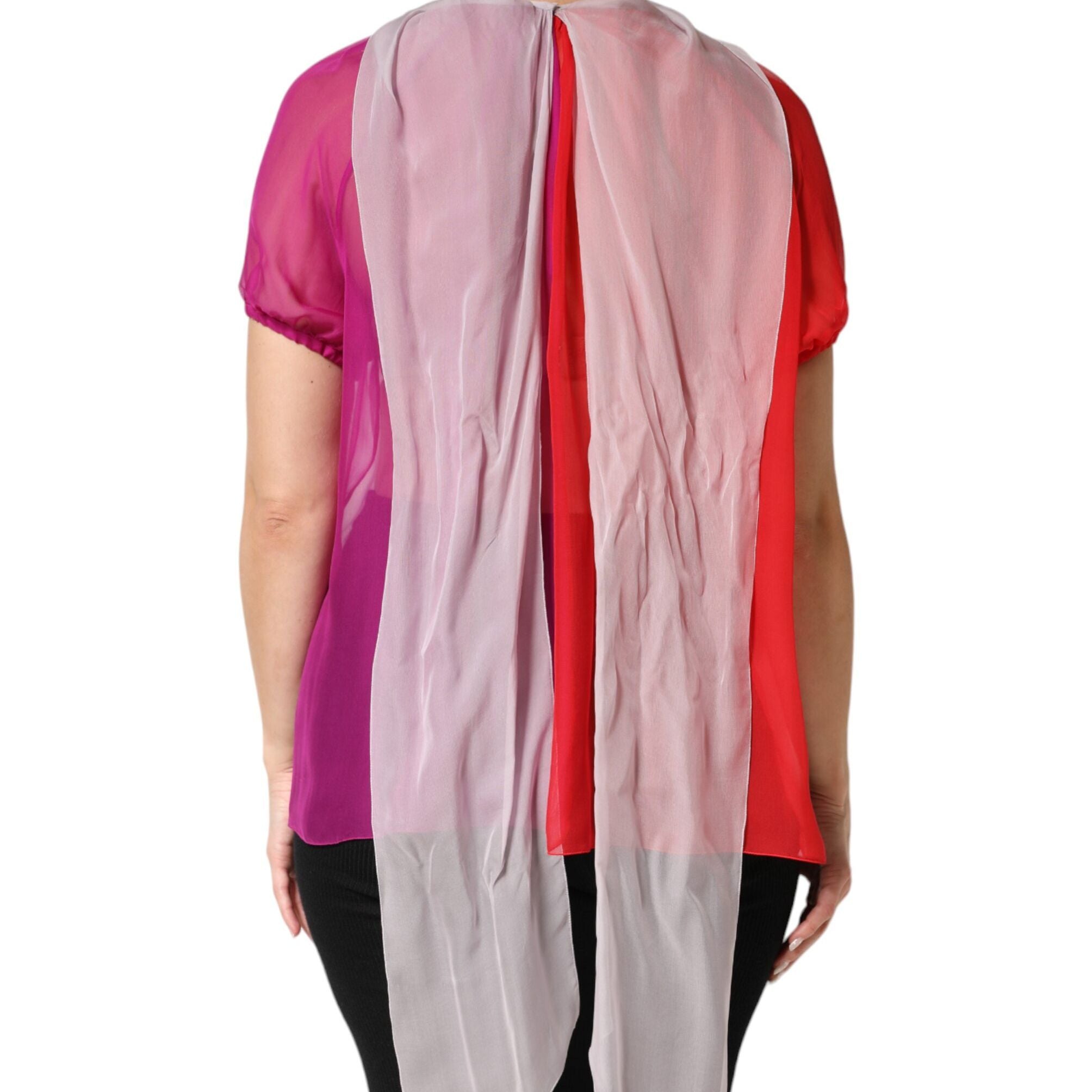 Dolce & Gabbana Multicolor Short Sleeves Silk Blouse Top