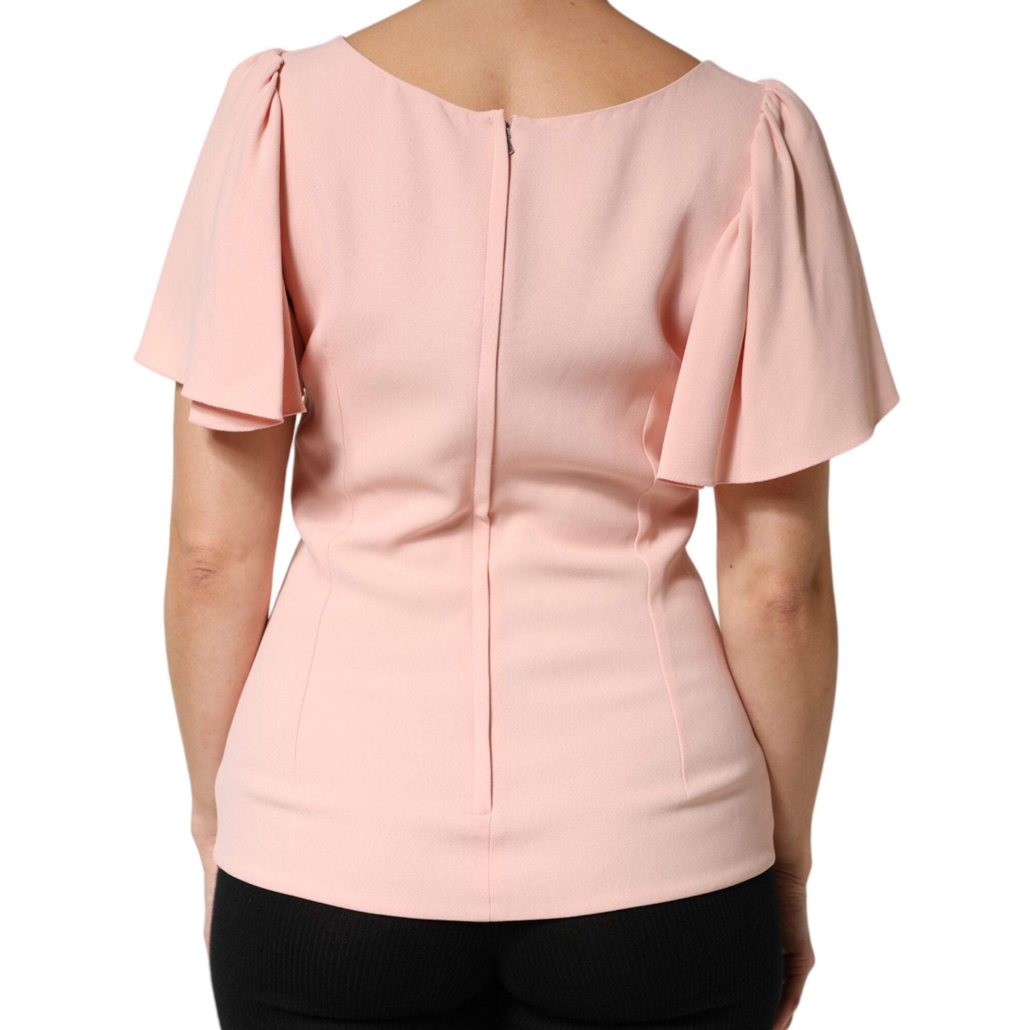 Dolce & Gabbana Pink Short Sleeves Round Neck Blouse Top