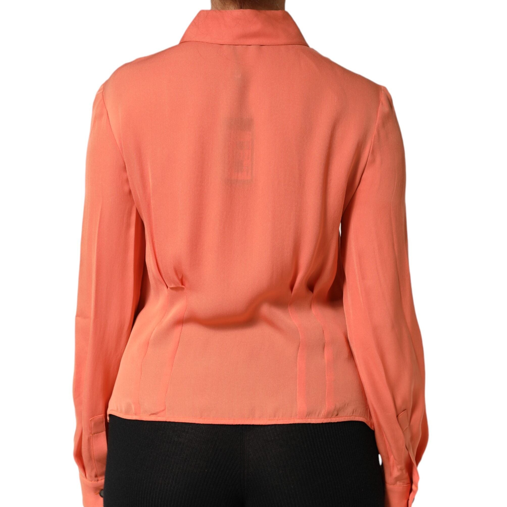Emporio Armani Orange Collared Button Down Long Sleeves  Top
