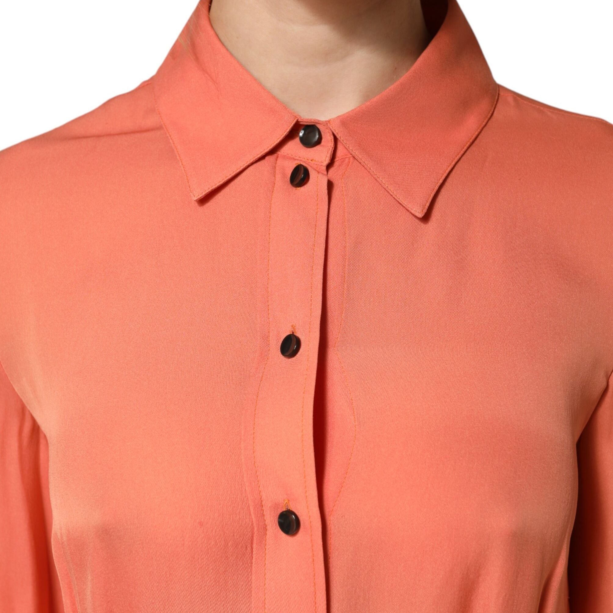 Emporio Armani Orange Collared Button Down Long Sleeves  Top