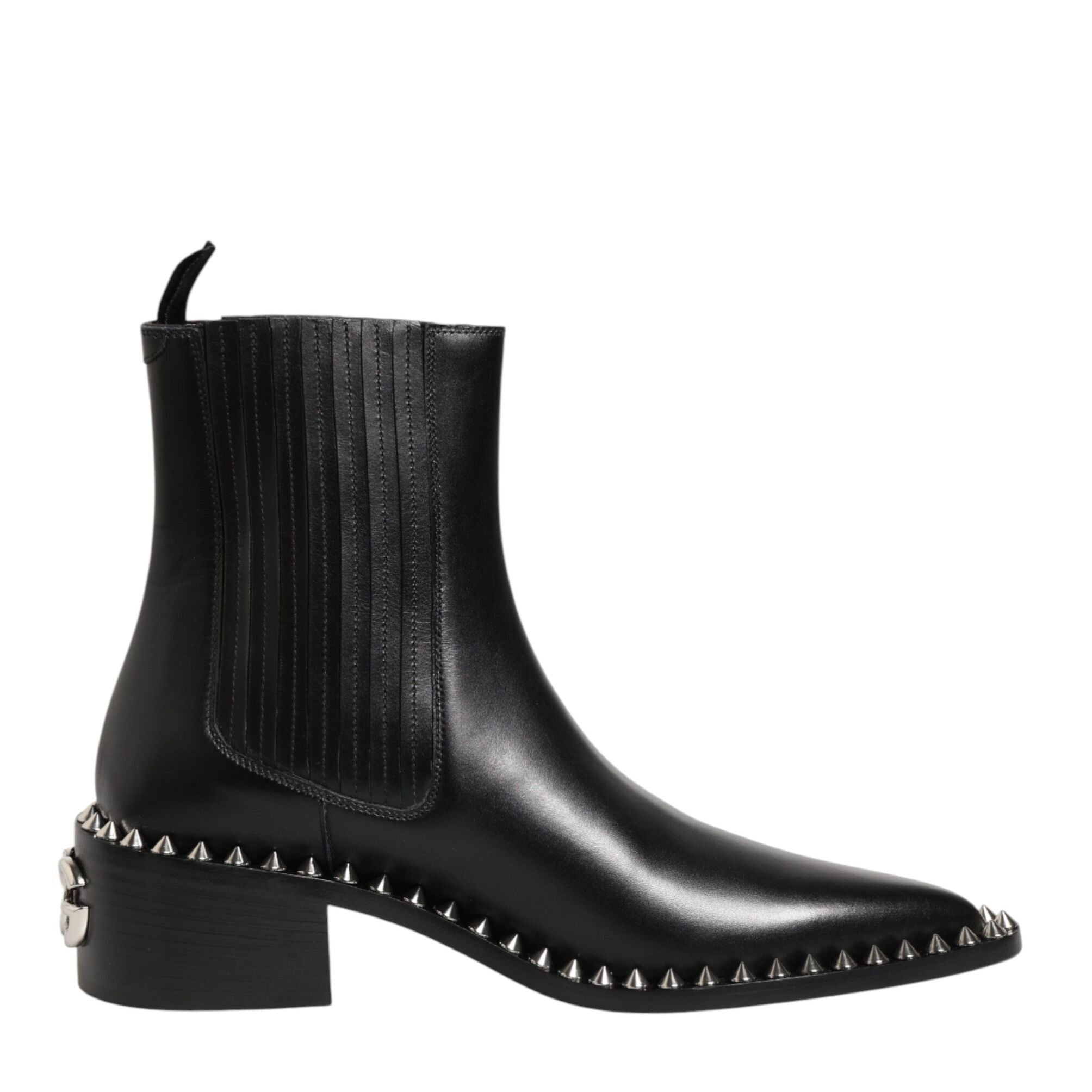 Dolce & Gabbana Black Studded Chelsea Short Ankle Boots Shoes