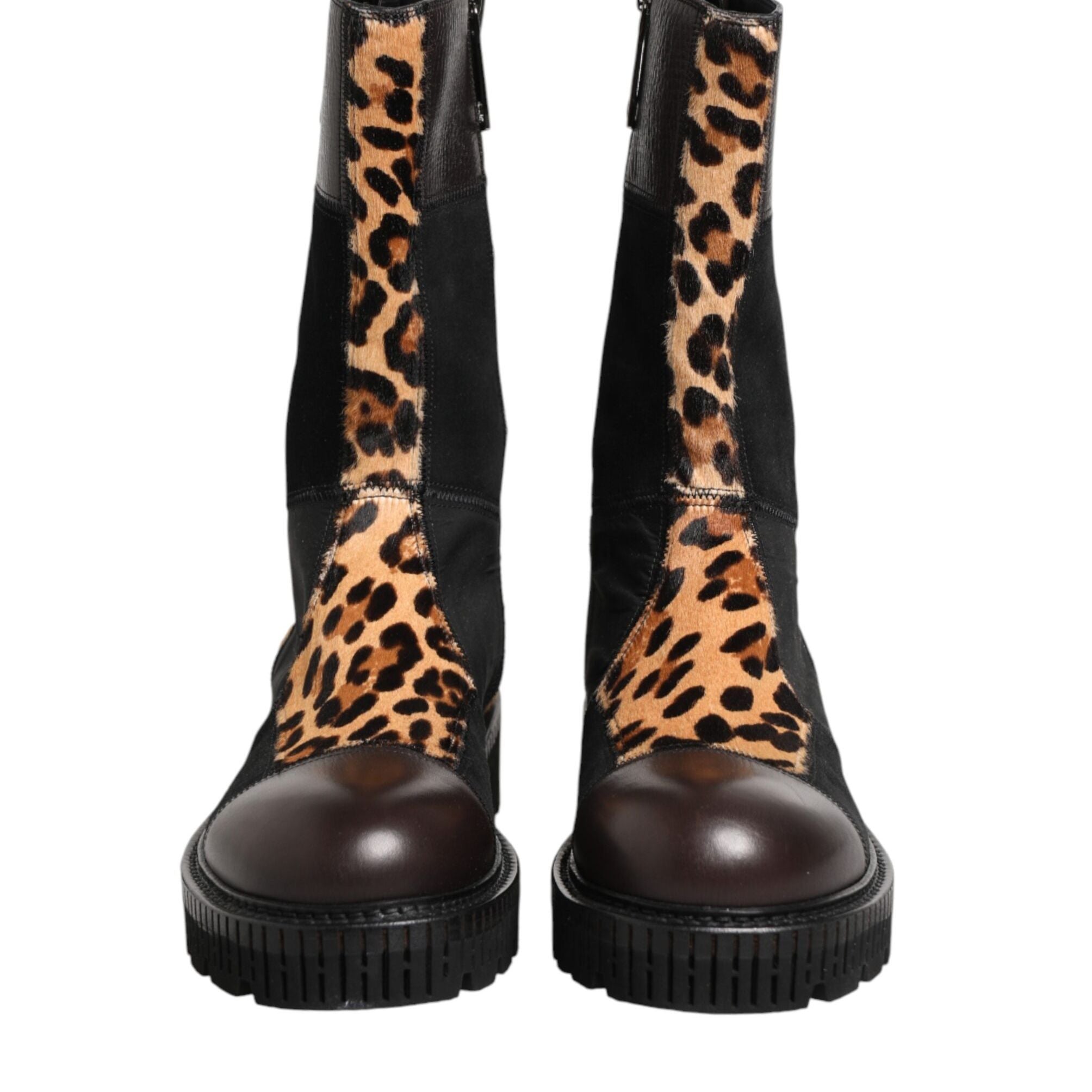 Dolce & Gabbana Multicolor Leopard Mid Calf Boots Shoes