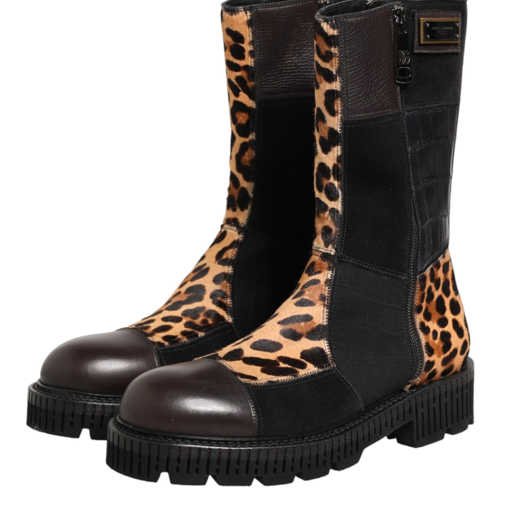 Dolce & Gabbana Multicolor Leopard Mid Calf Boots Shoes