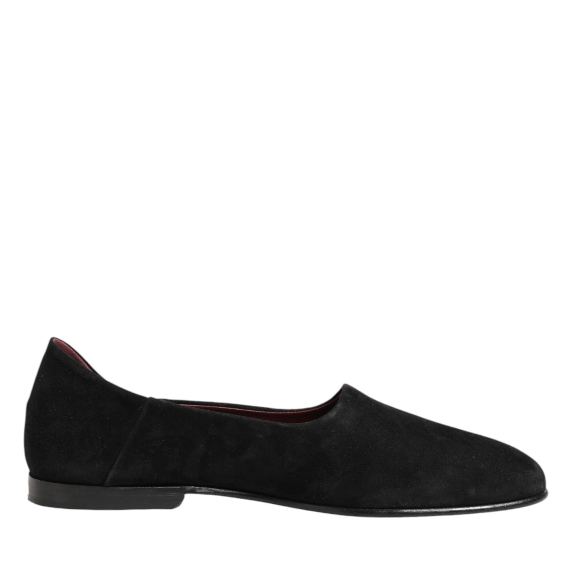 Dolce & Gabbana Black Leather Suede Slip On Loafers Dress Shoes