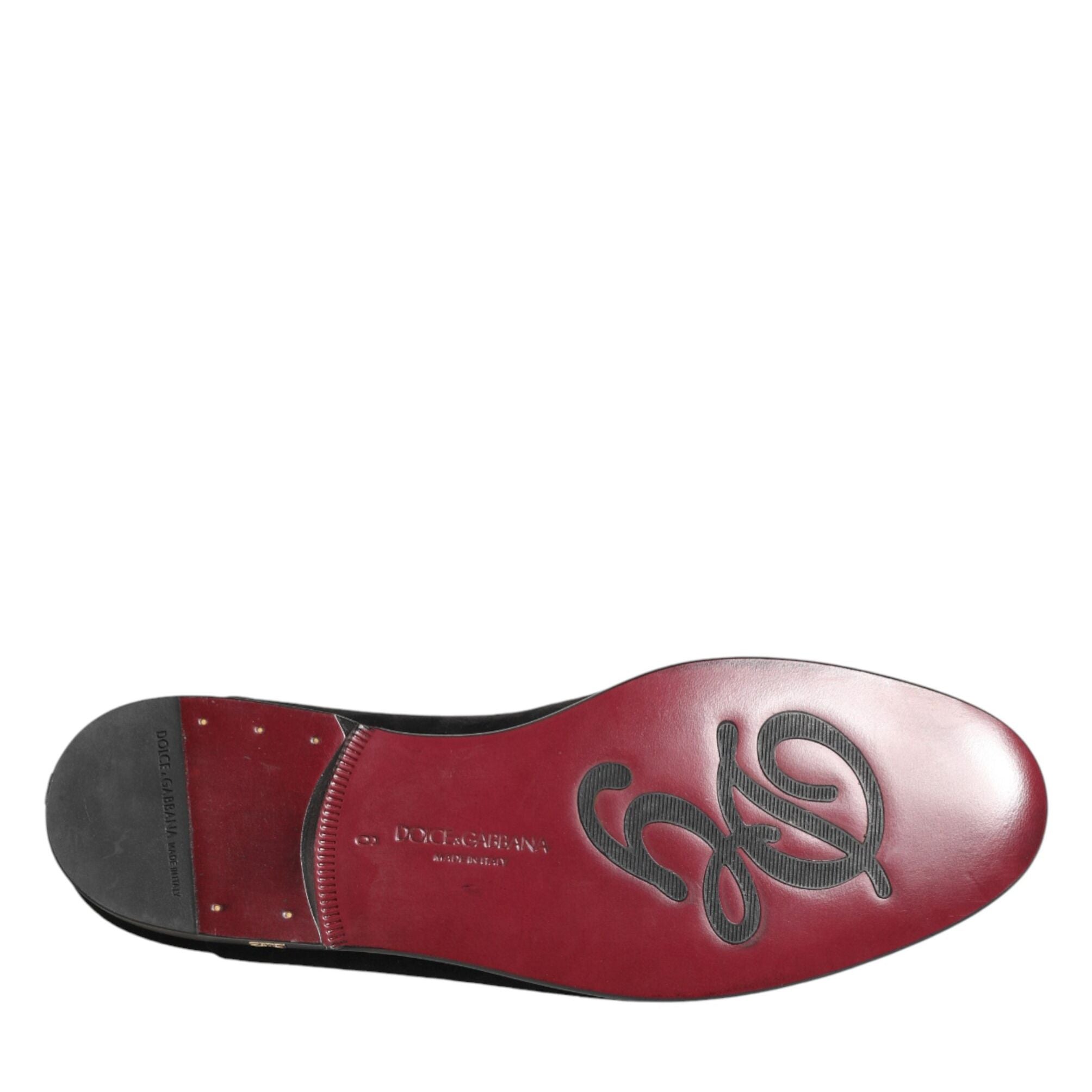 Dolce & Gabbana Black Leather Suede Slip On Loafers Dress Shoes