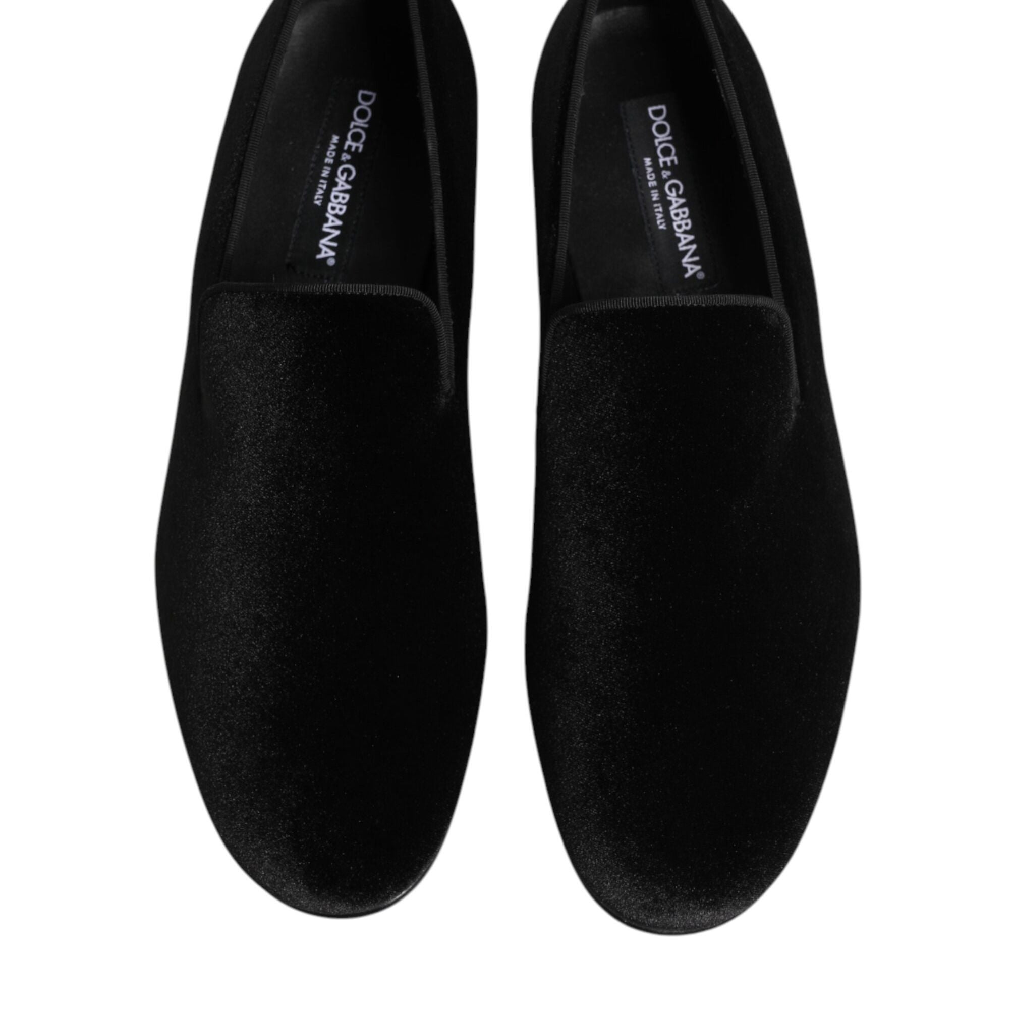 Dolce & Gabbana Black Leather Suede Slip On Loafers Dress Shoes