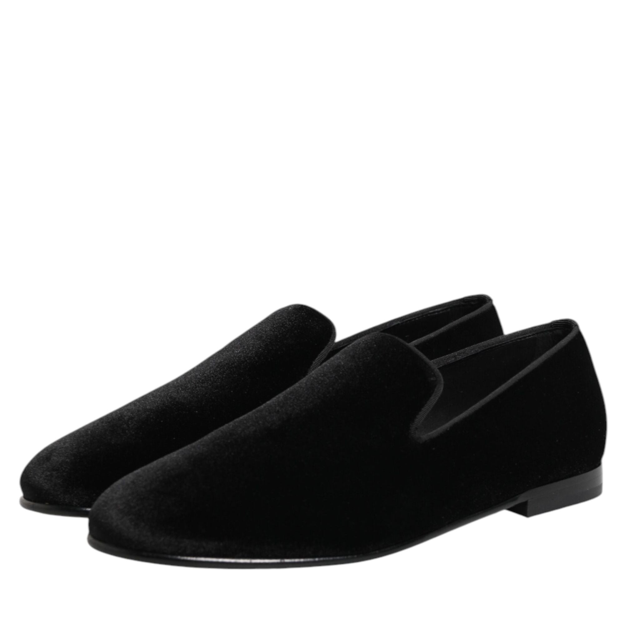 Dolce & Gabbana Black Leather Suede Slip On Loafers Dress Shoes