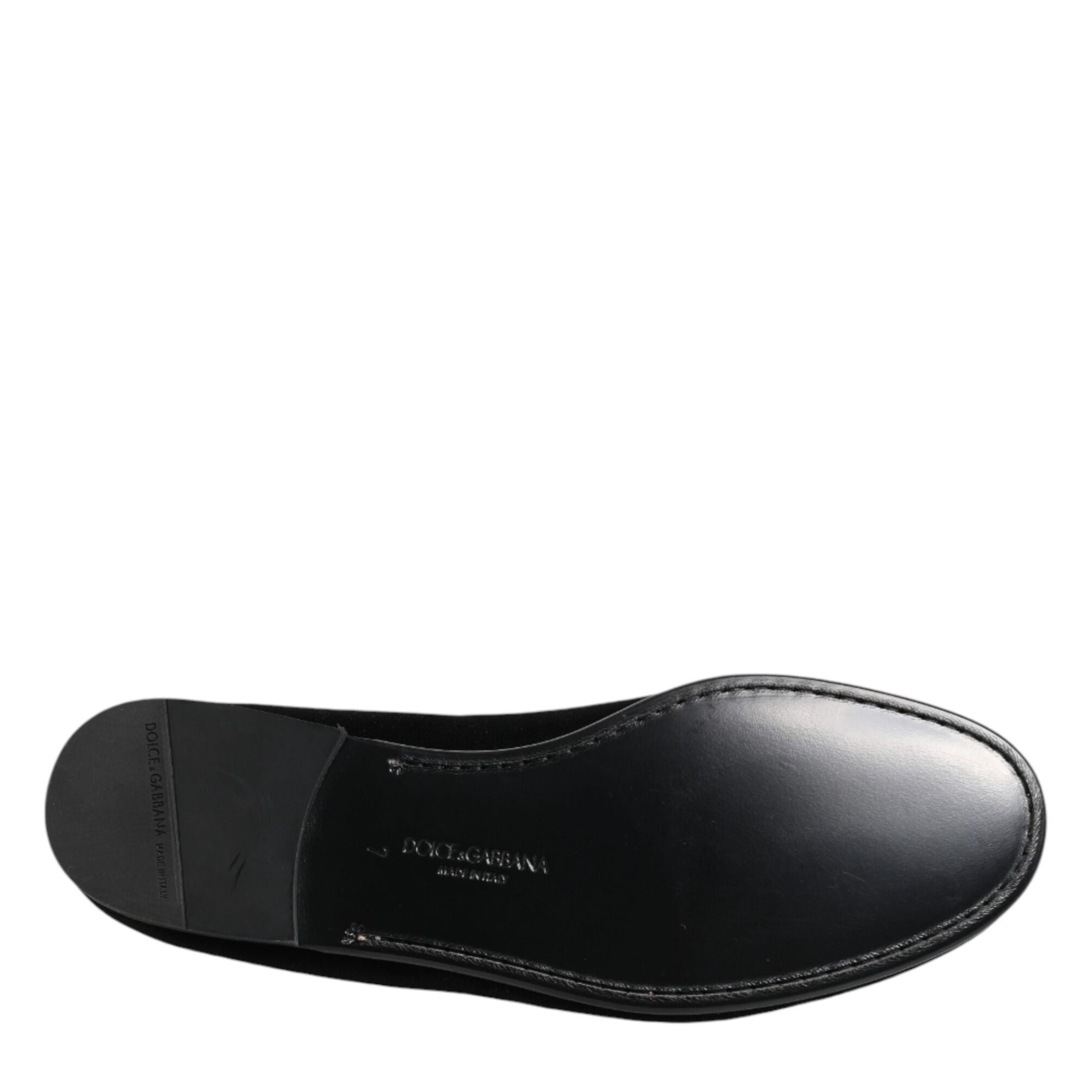 Dolce & Gabbana Black Leather Suede Slip On Loafers Dress Shoes