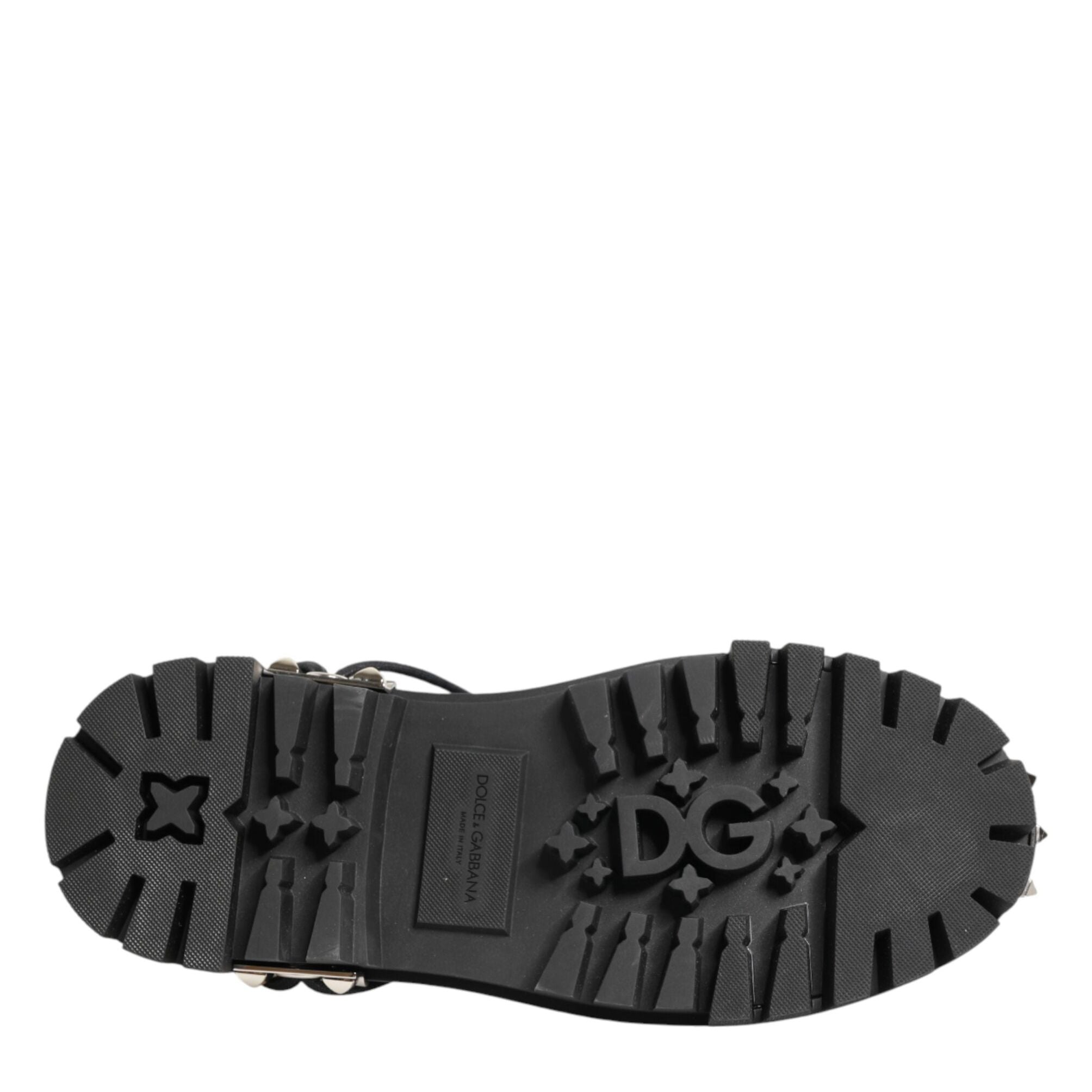 Dolce & Gabbana Black White Studded Men Formal Derby Shoes