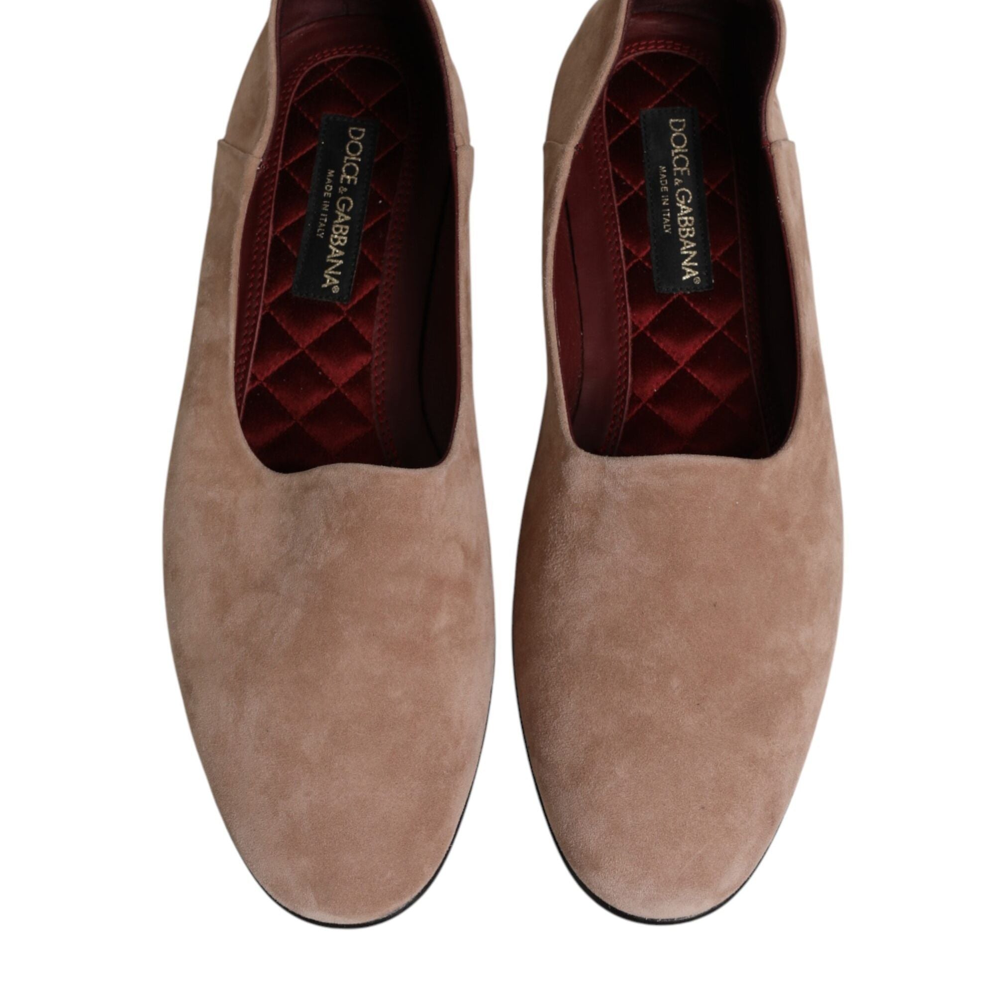 Dolce & Gabbana Beige Leather Suede Slip On Loafers Dress Shoes