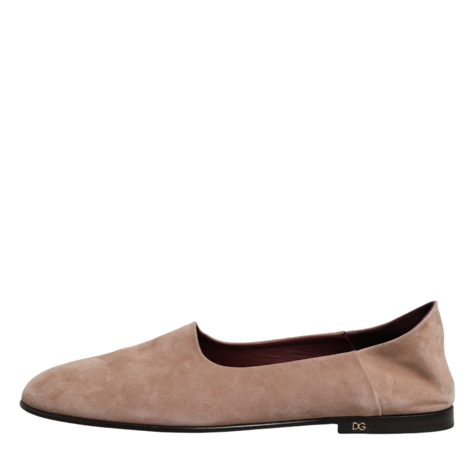 Dolce & Gabbana Beige Leather Suede Slip On Loafers Dress Shoes