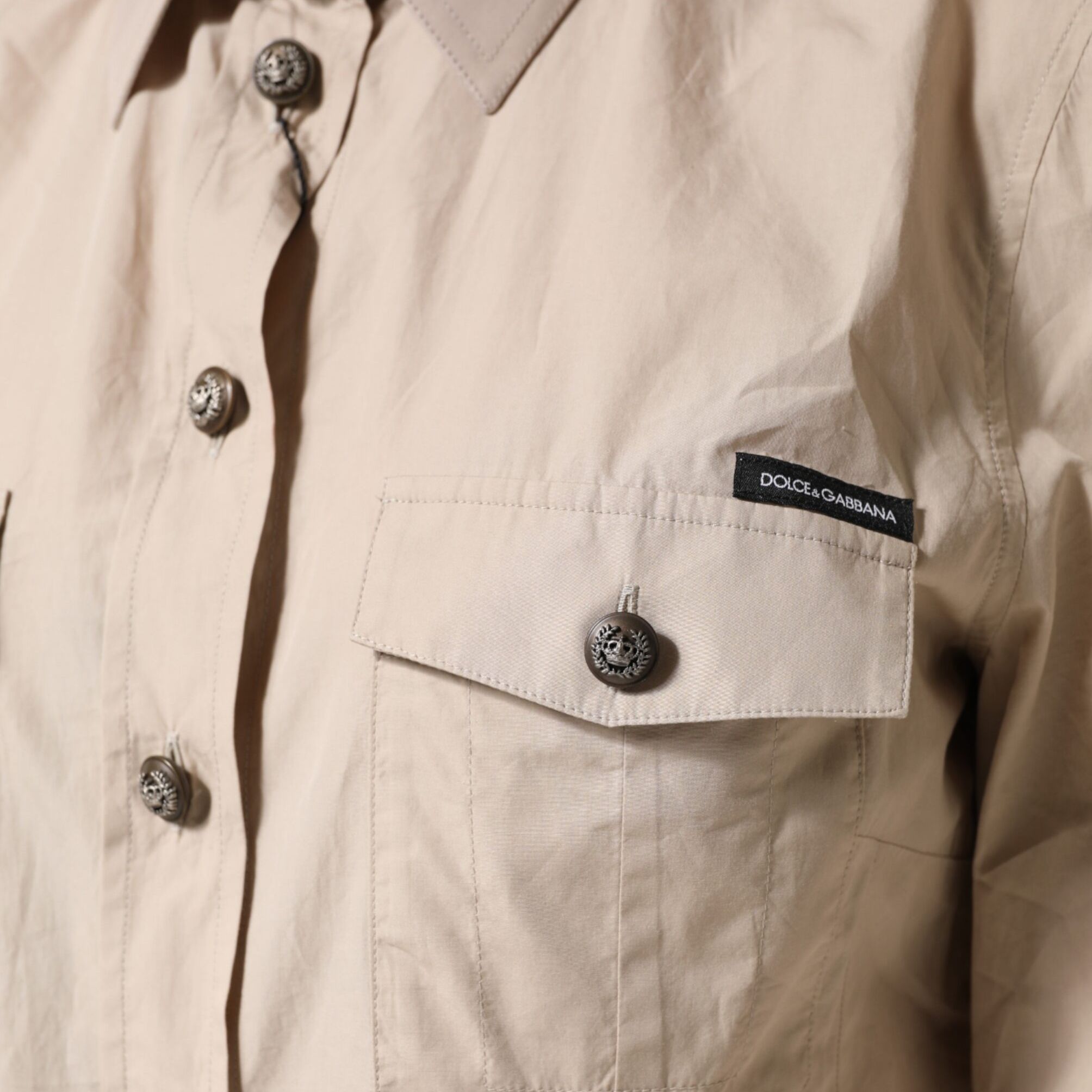 Dolce & Gabbana Beige Collared Long Sleeve Cotton Shirt Top
