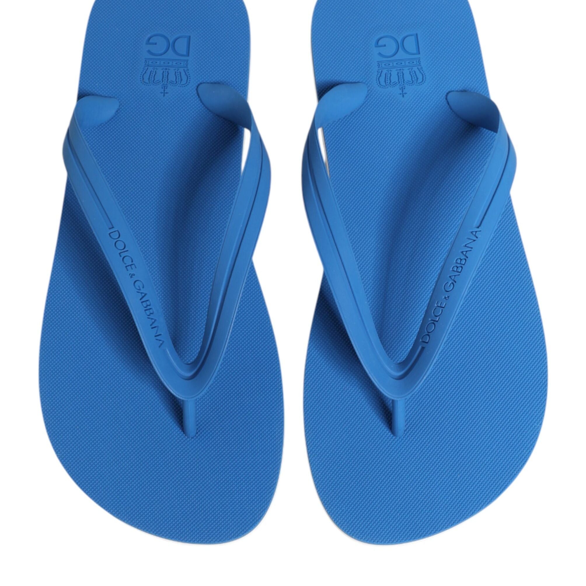 Dolce & Gabbana Blue White Logo Beachwear Flats Slipper Shoes