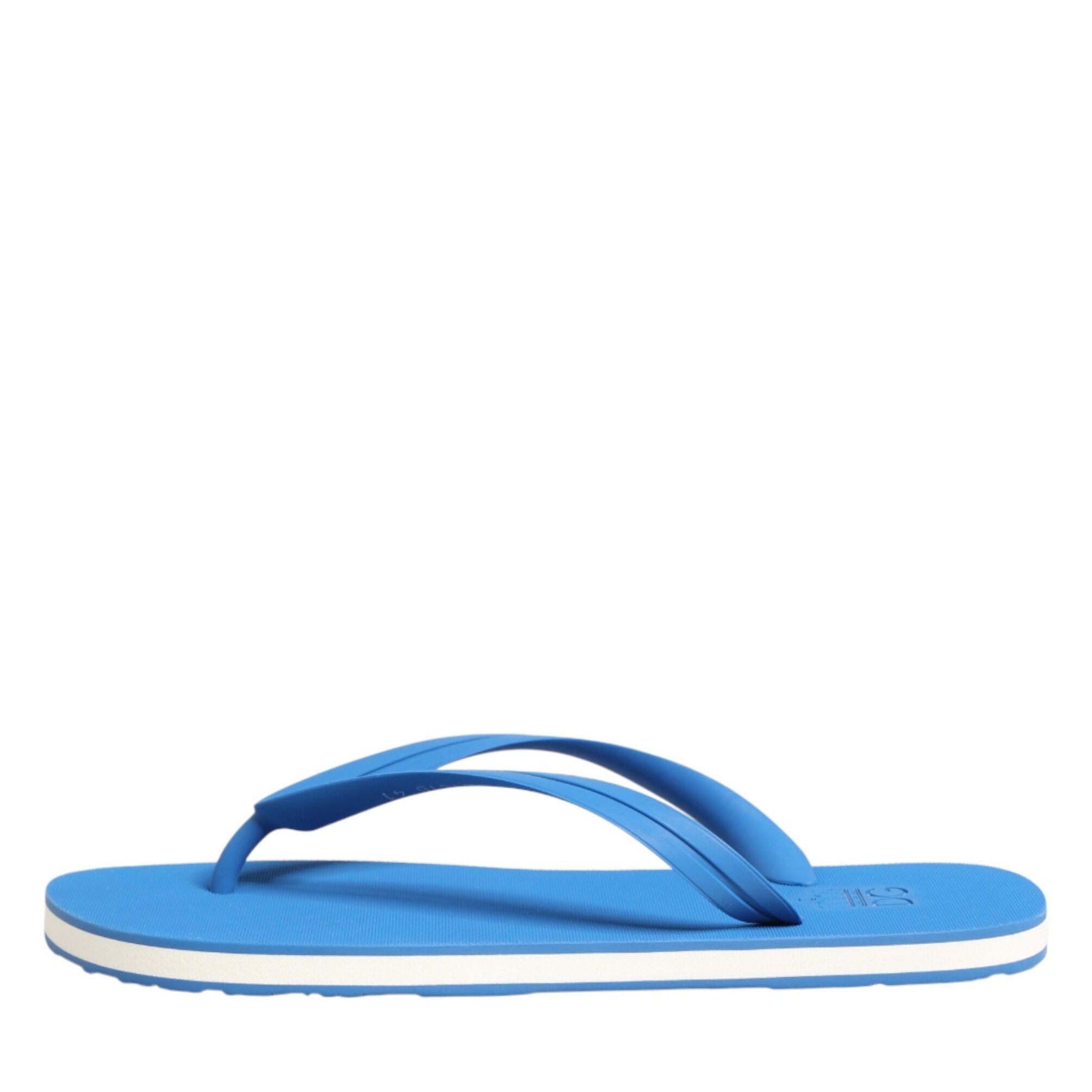 Dolce & Gabbana Blue White Logo Beachwear Flats Slipper Shoes