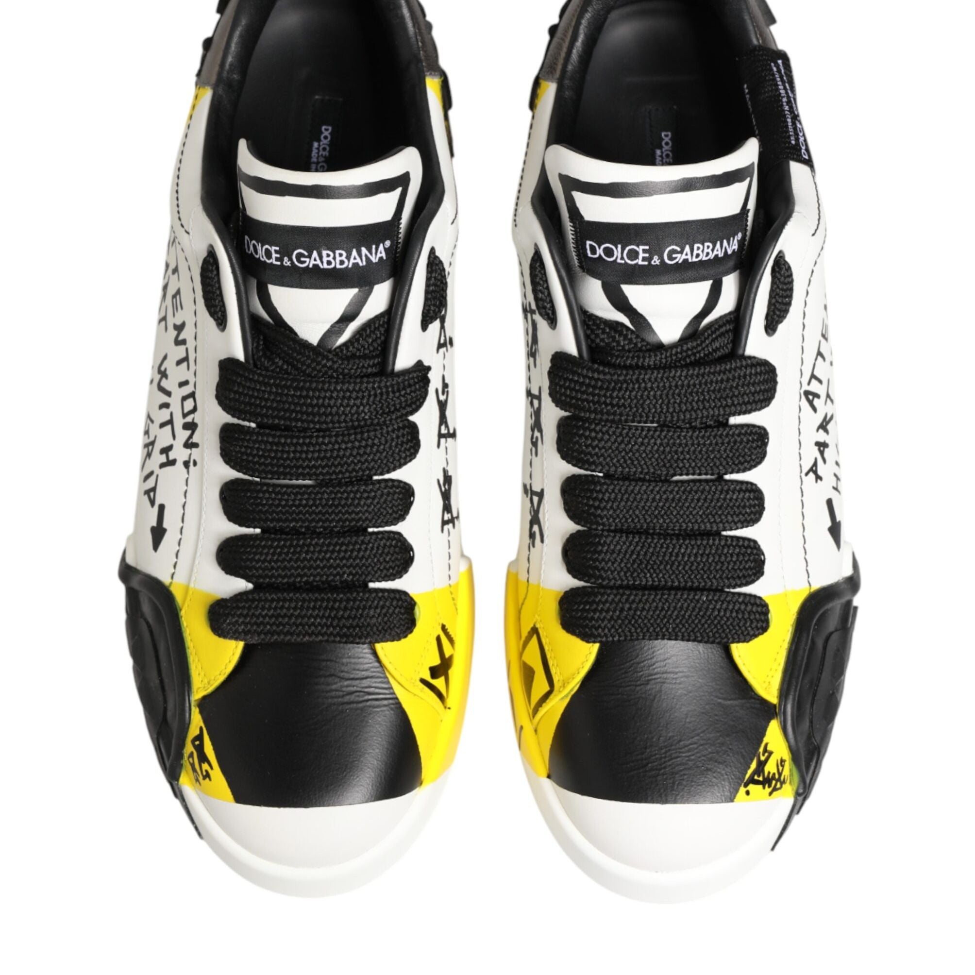 Dolce & Gabbana Multicolor Leather Graffiti Low Top Sneakers Shoes