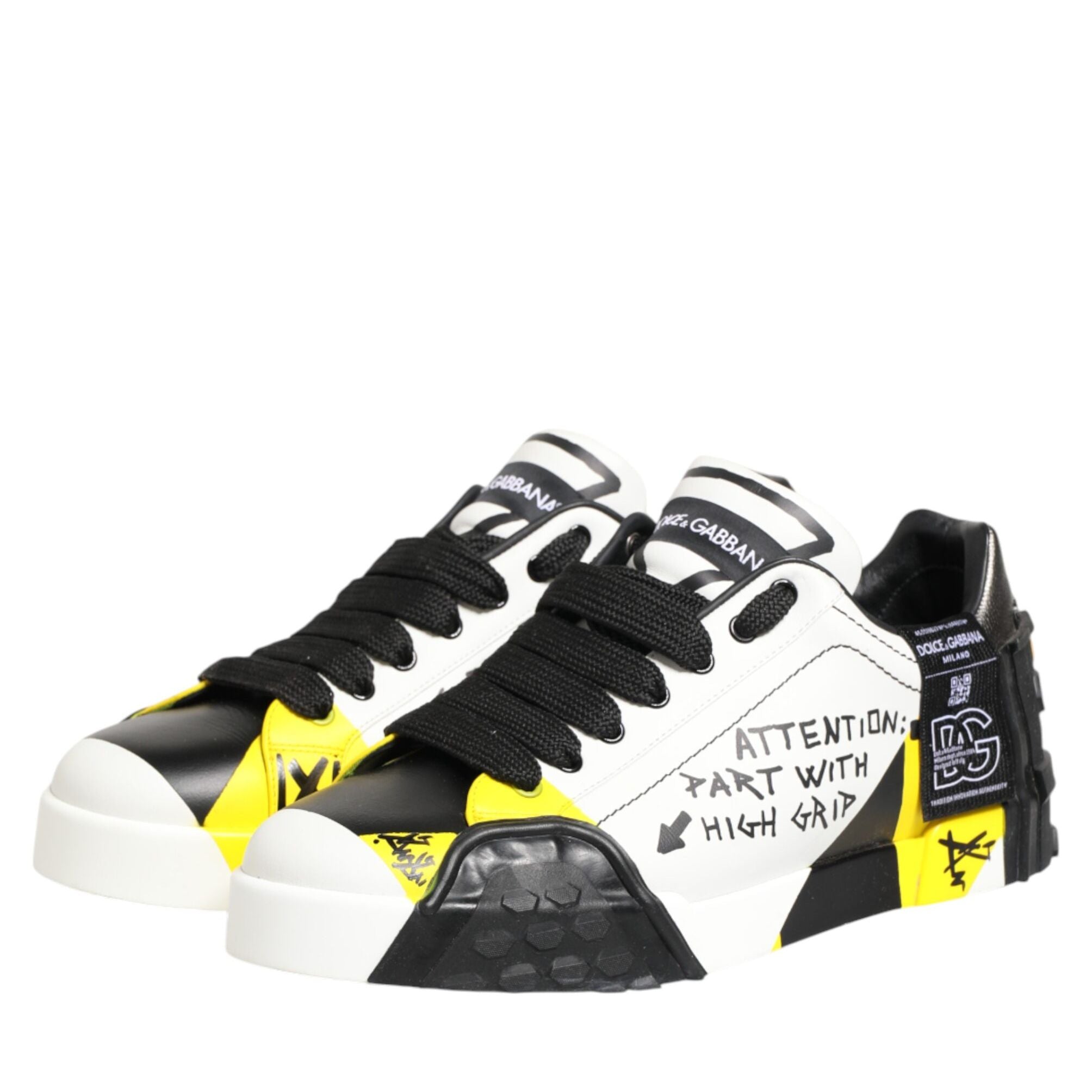 Dolce & Gabbana Multicolor Leather Graffiti Low Top Sneakers Shoes