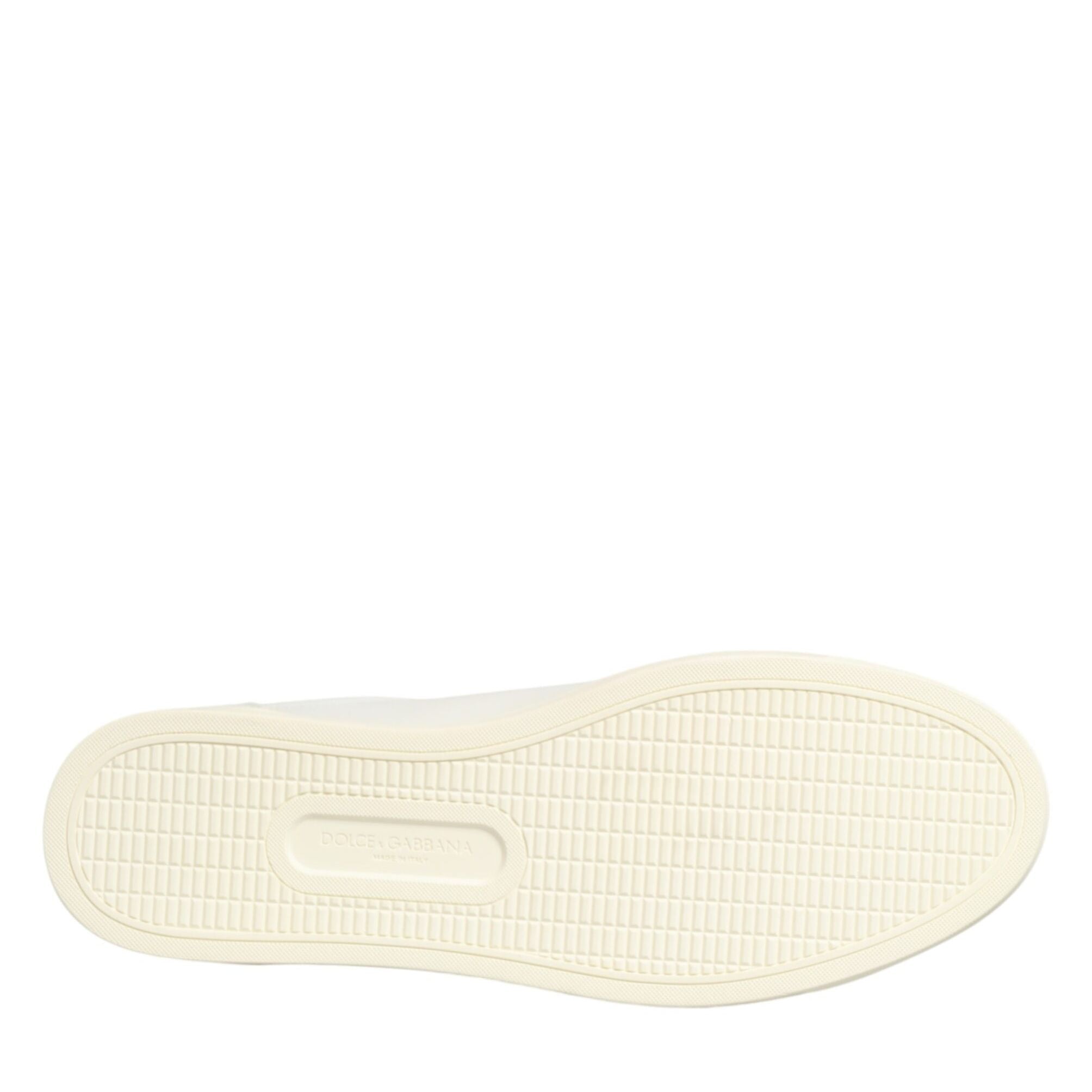 Dolce & Gabbana White Leather Heart Embellished Sneakers Shoes