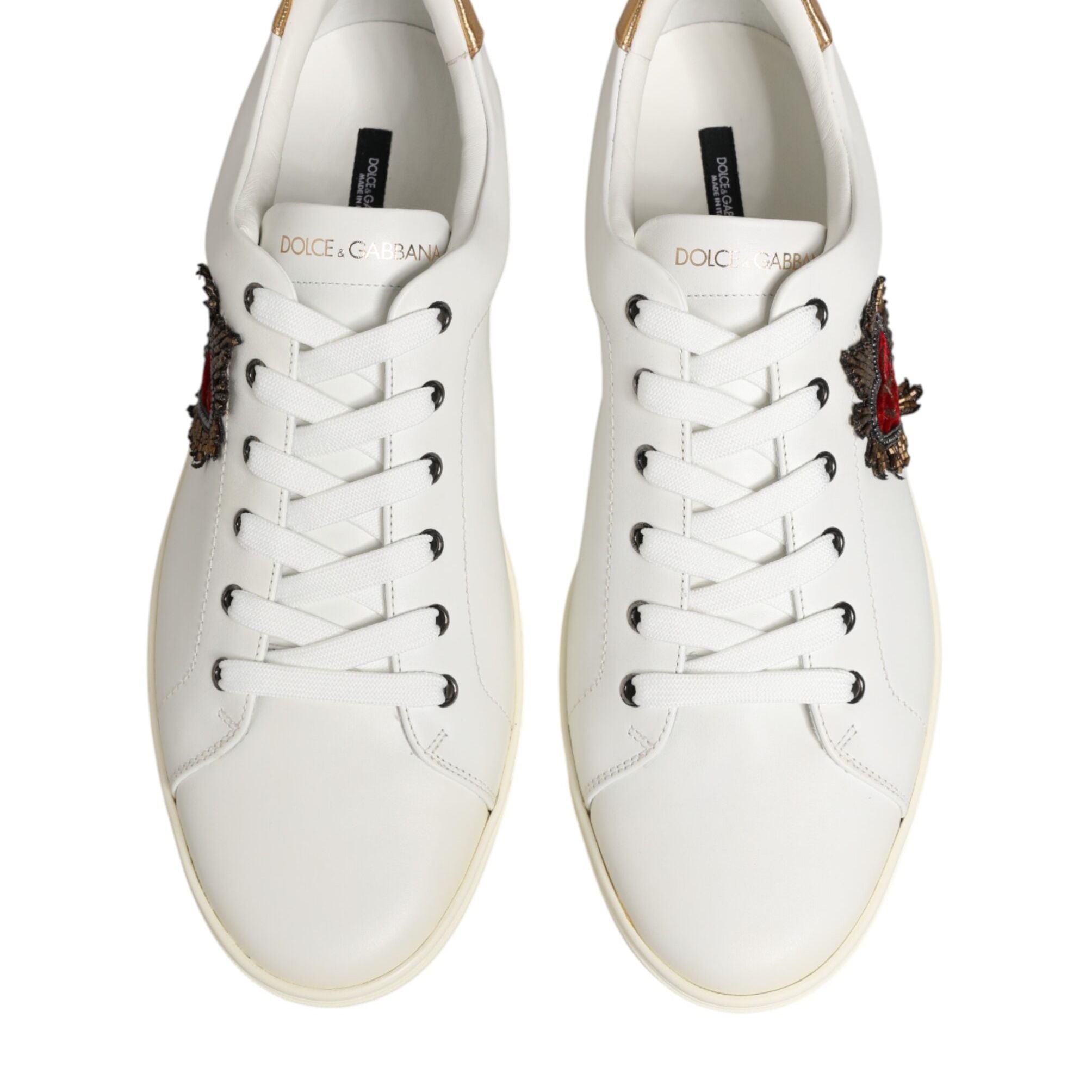 Dolce & Gabbana White Heart Embellished Sneakers Shoes