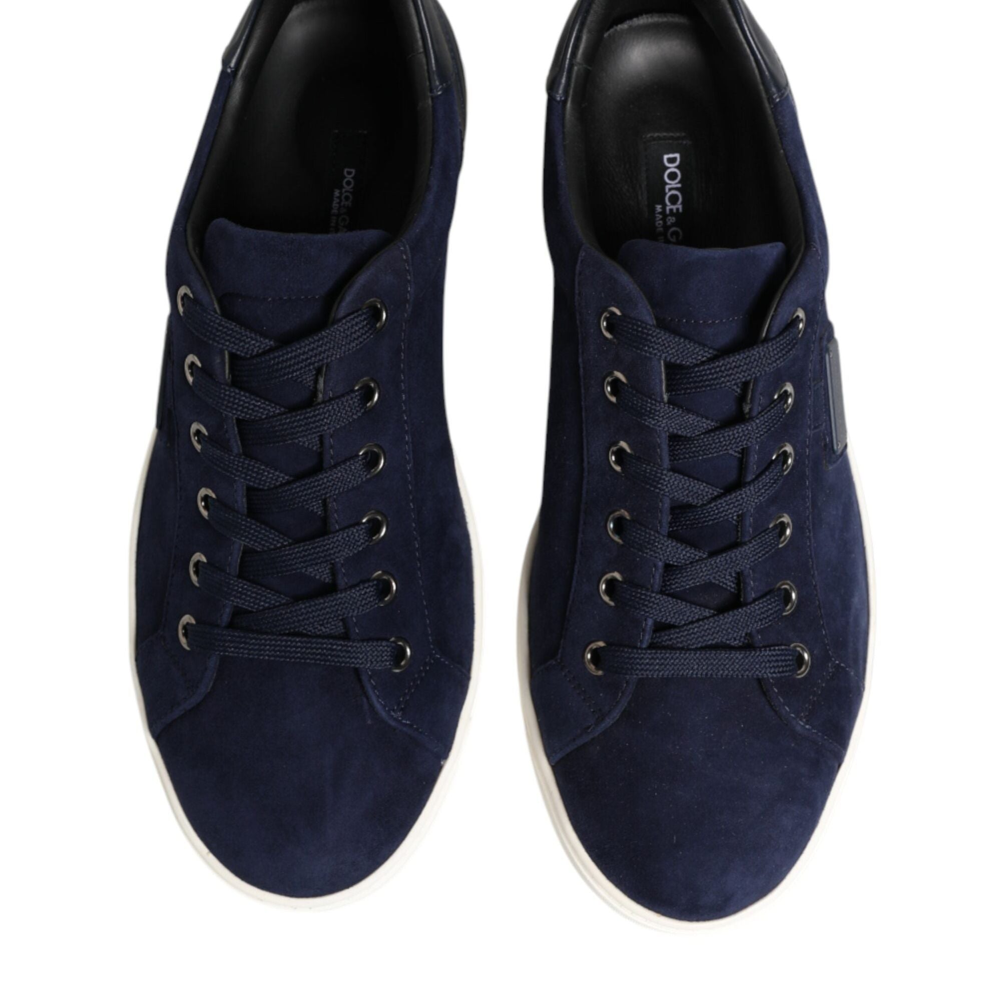 Dolce & Gabbana Blue Leather Suede Low Top Sneakers Shoes