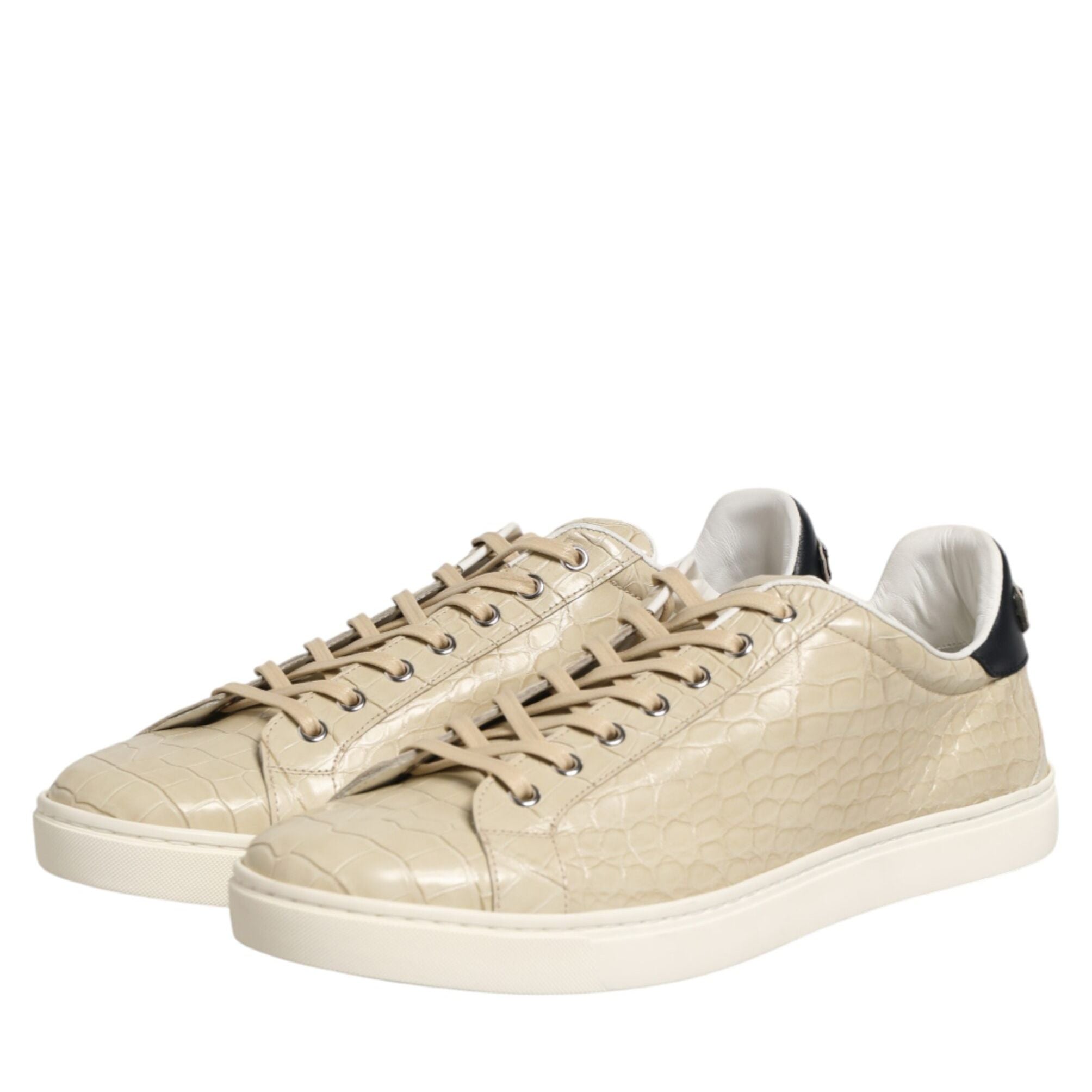 Dolce & Gabbana Beige London Low Top Leather Sneakers Shoes