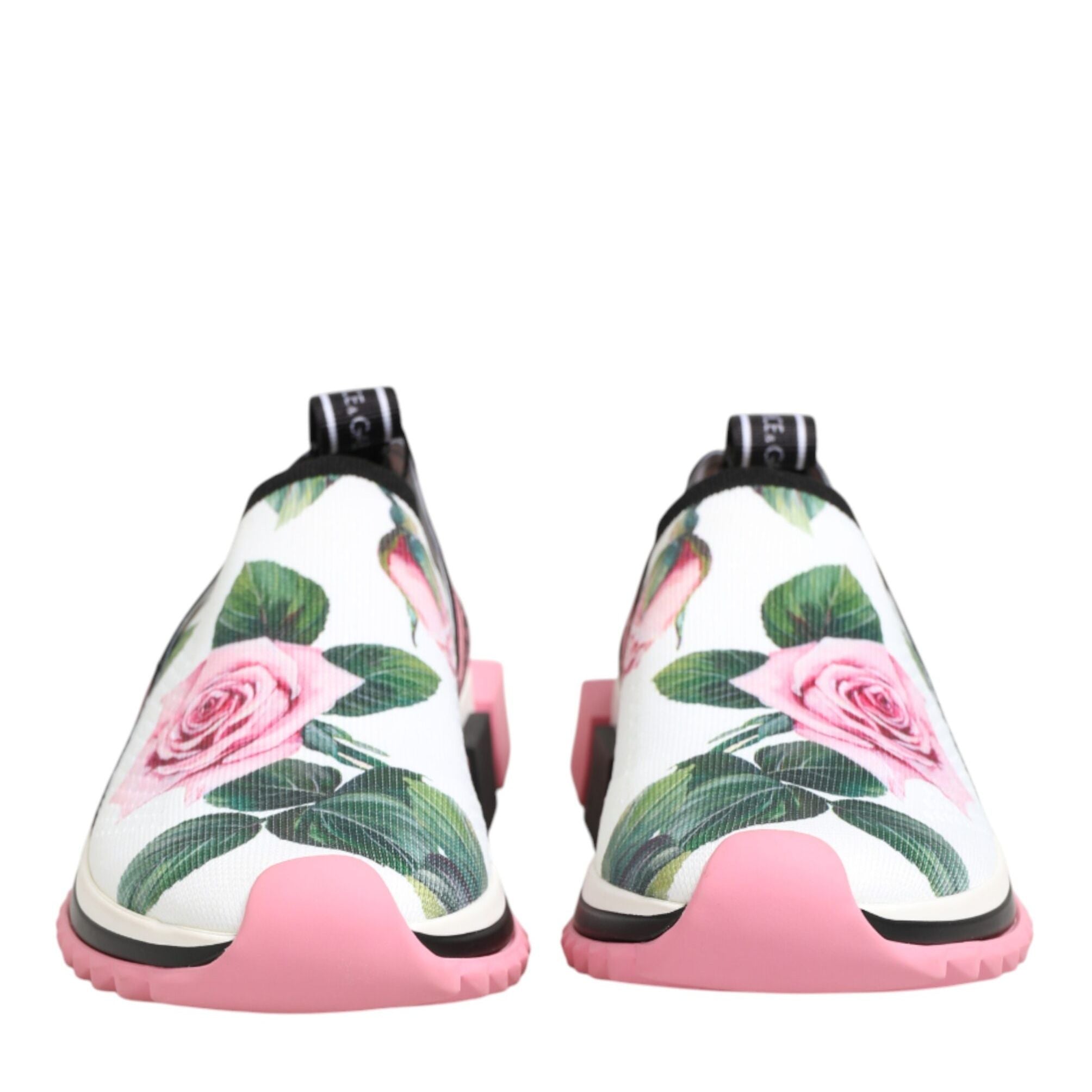Dolce & Gabbana White Rose Print Sorrento Sneakers Shoes