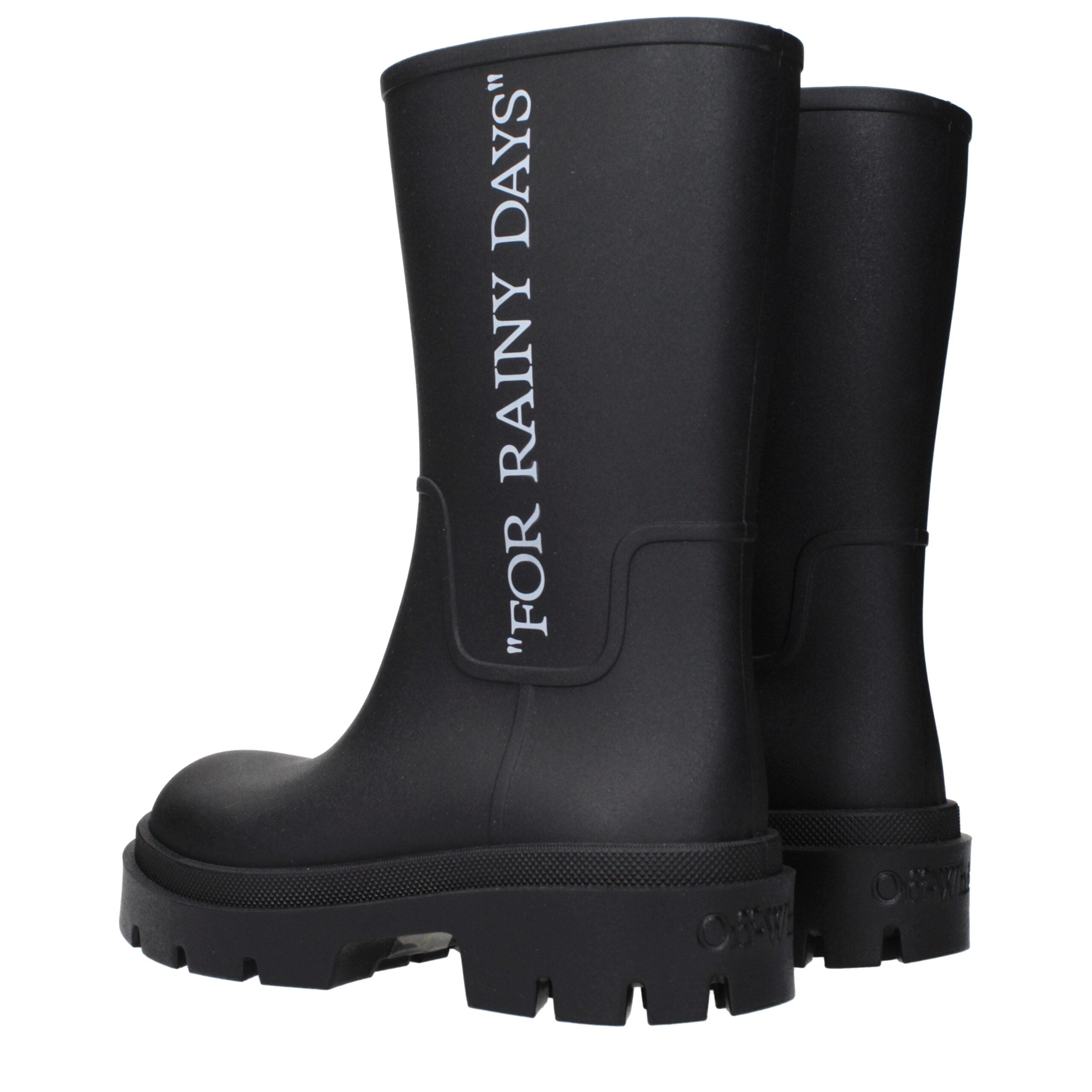 Off-White Black Cotton Ankle Boots