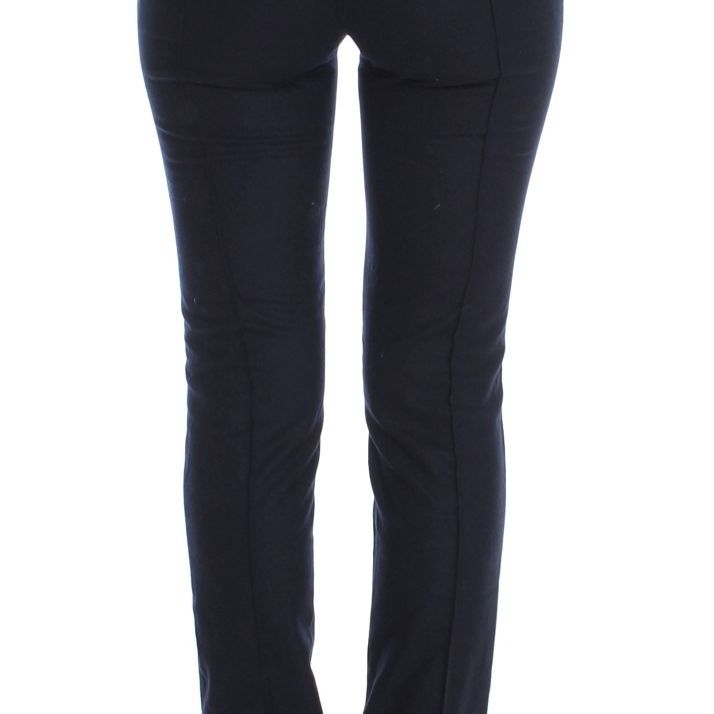 Ermanno Scervino Blue Virgin Wool Slim Fit Casual Pants