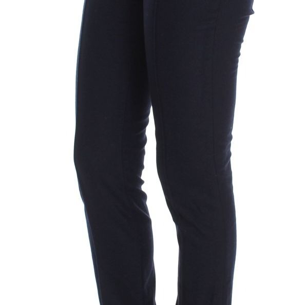 Ermanno Scervino Blue Virgin Wool Slim Fit Casual Pants