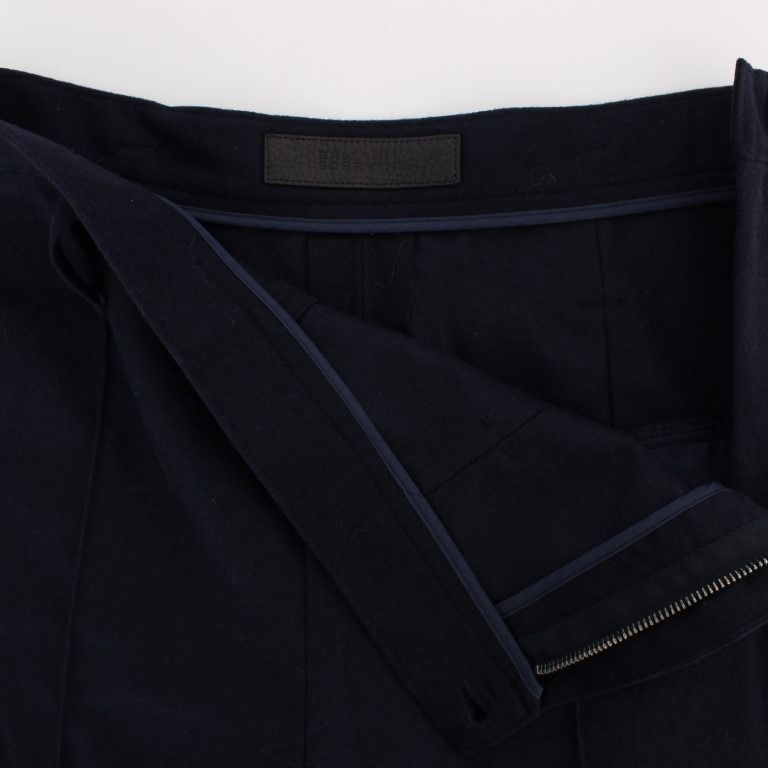 Ermanno Scervino Blue Virgin Wool Slim Fit Casual Pants