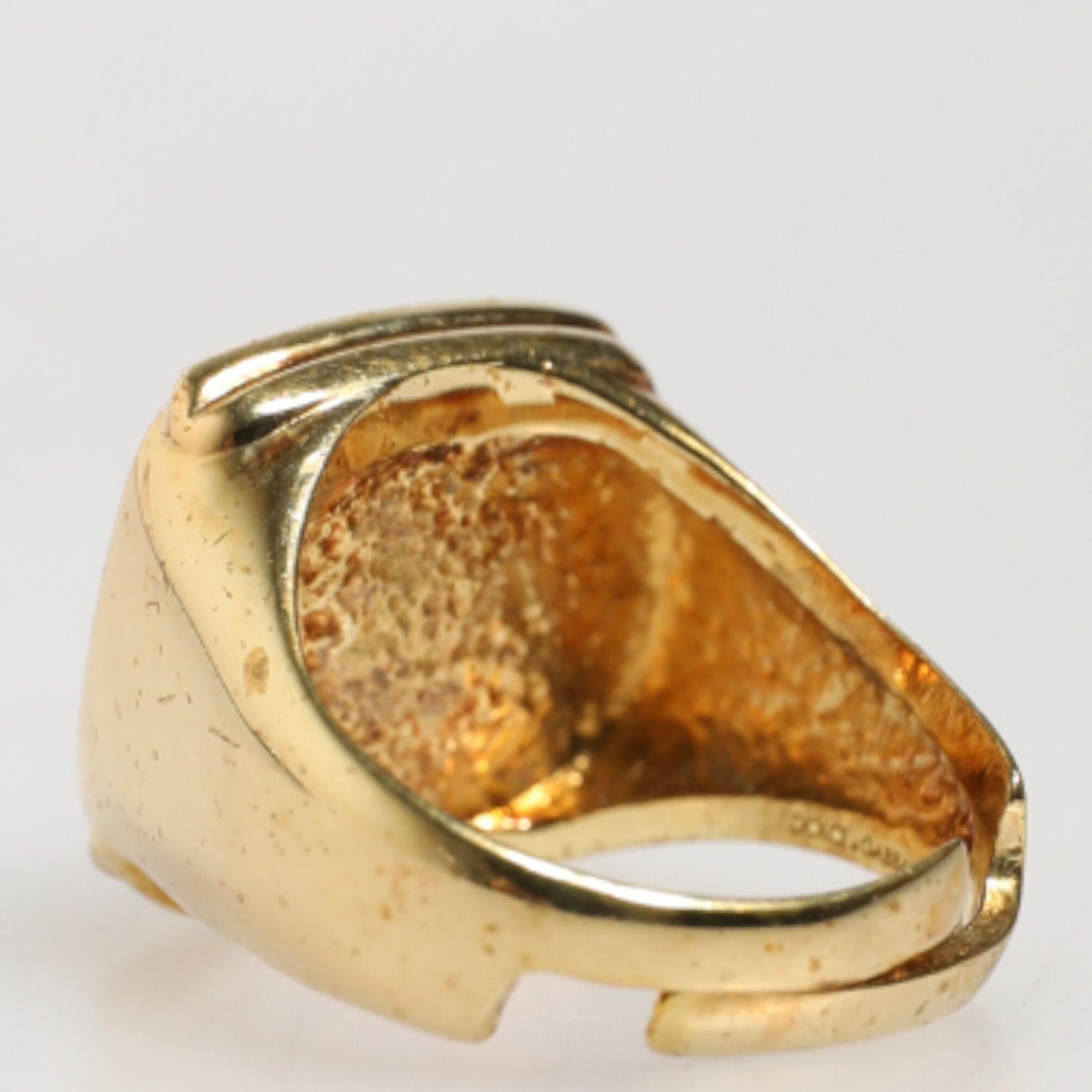 Dolce & Gabbana Gold-Tone Real Brass Black Enamel "J" Adjustable Rings