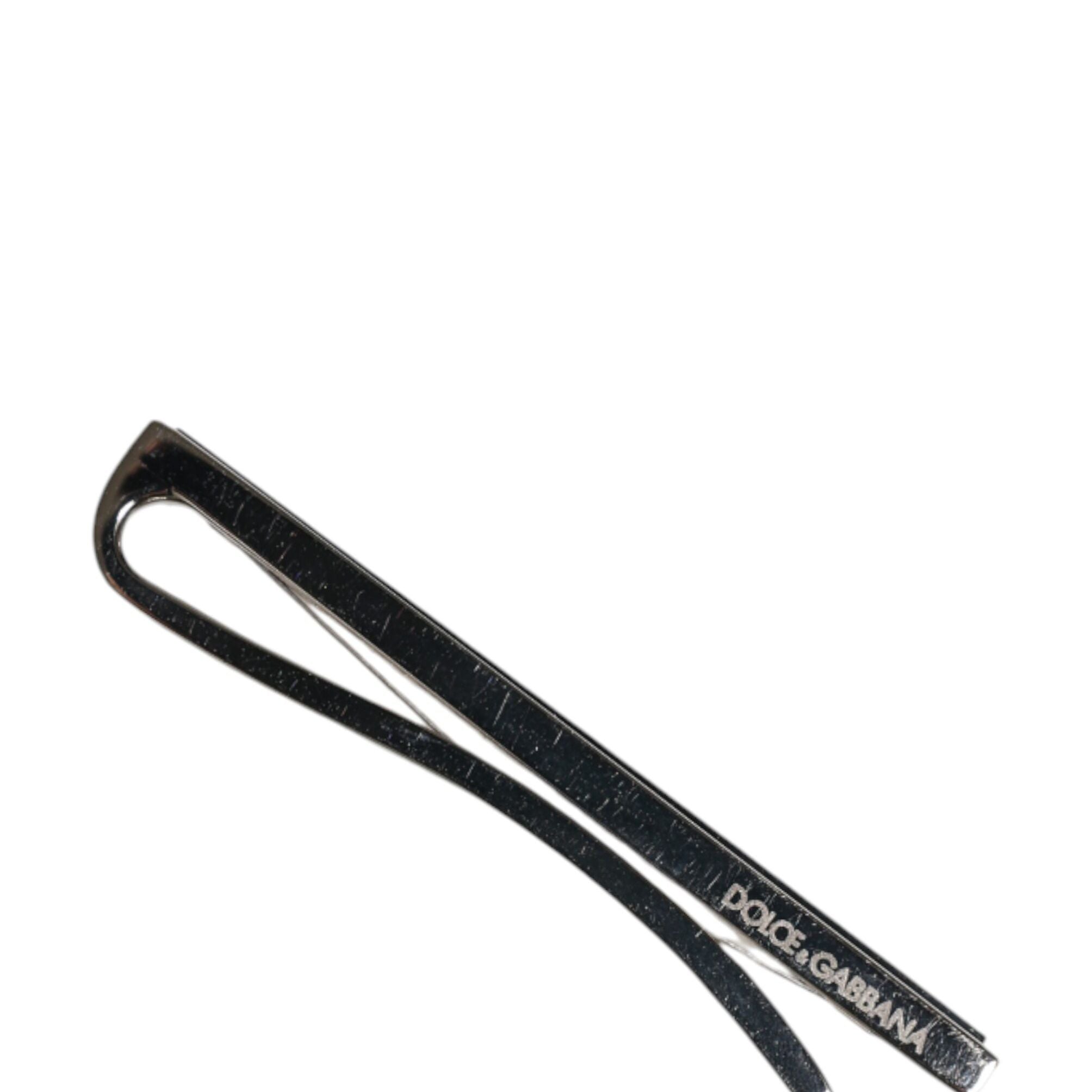 Dolce & Gabbana Silver Tone Brass Logo Branded Men Accessory Tie Clip Bar