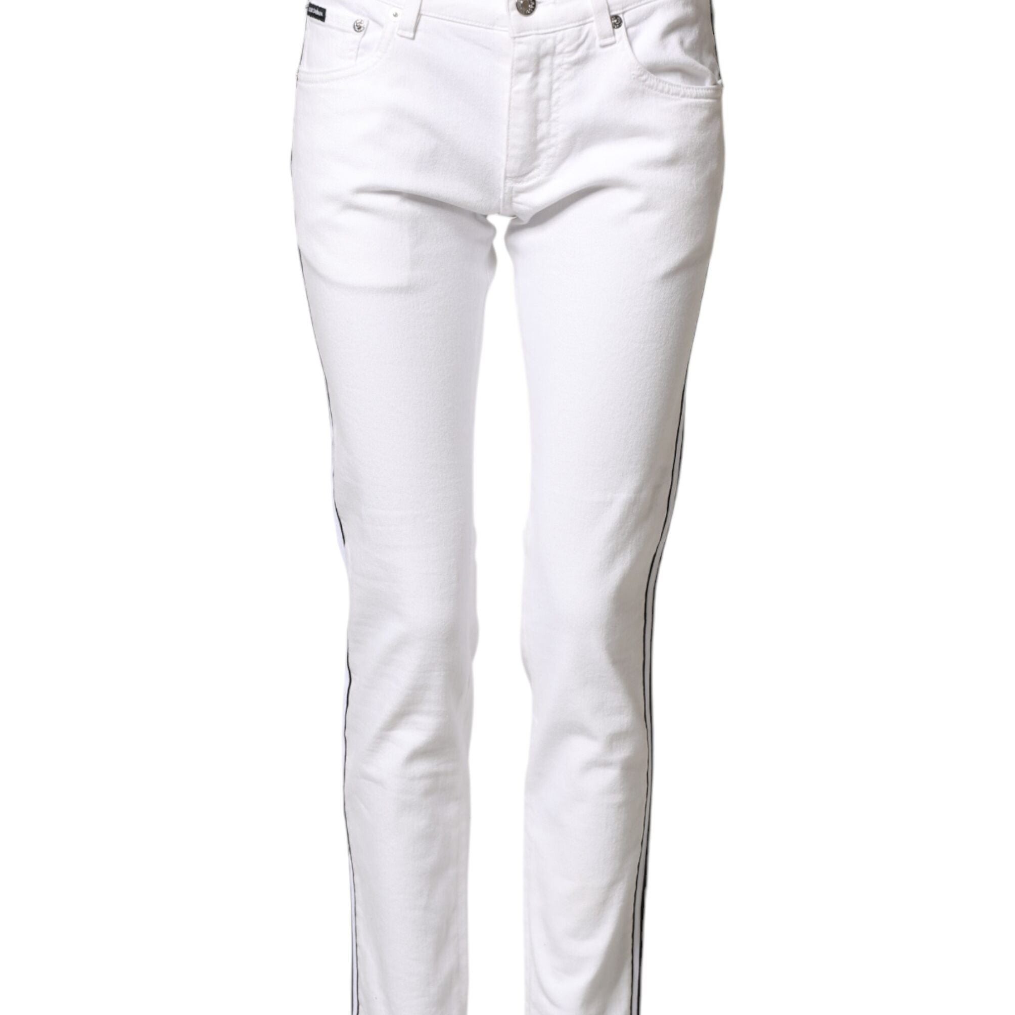 Dolce & Gabbana White Cotton Stretch Skinny Men Denim Jeans