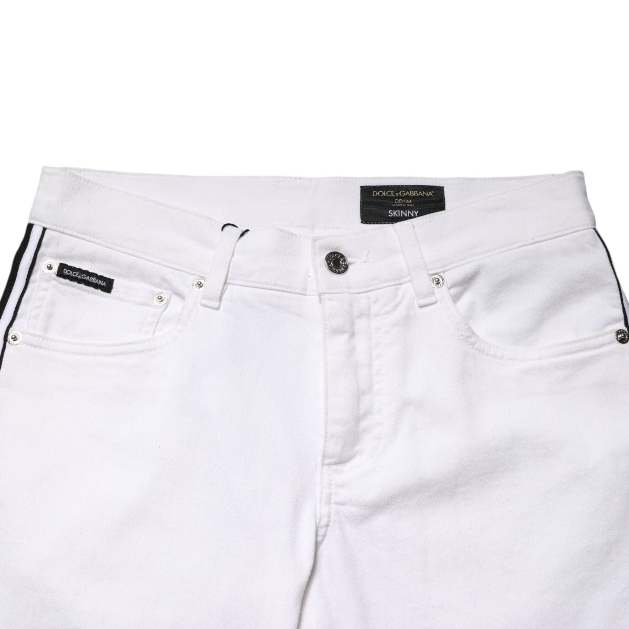 Dolce & Gabbana White Cotton Stretch Skinny Men Denim Jeans