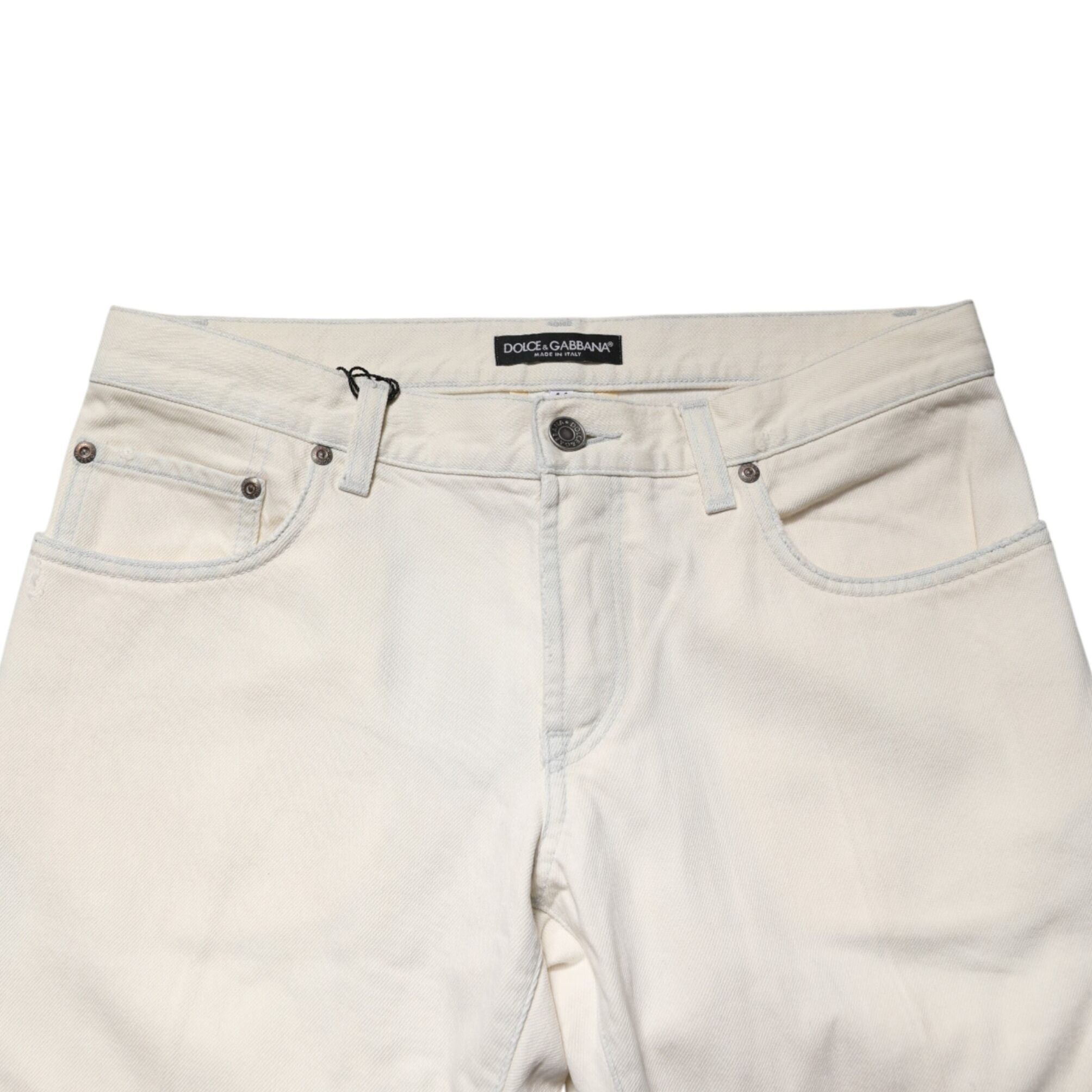 Dolce & Gabbana White Cotton Skinny Denim Trouser Men Jeans