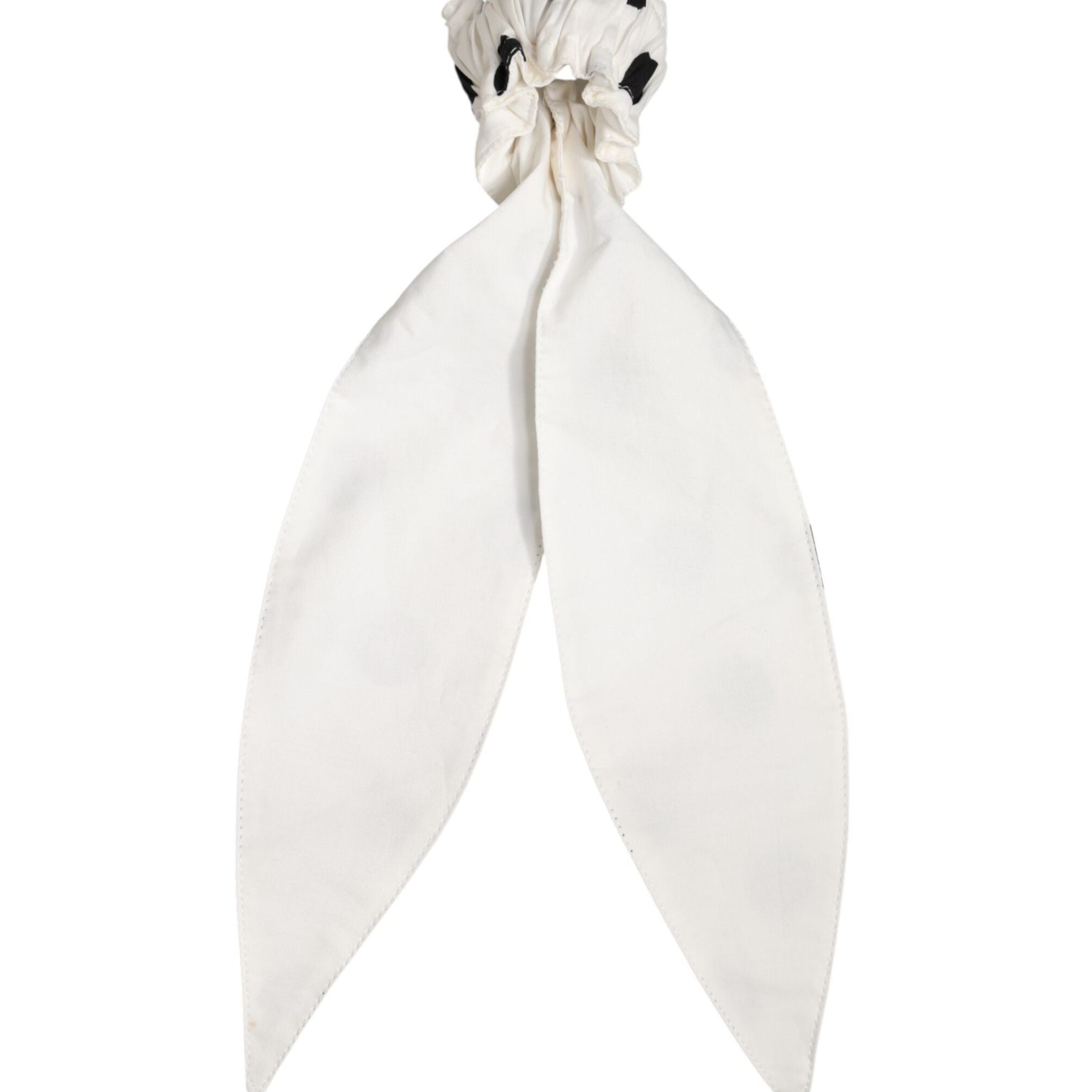 Dolce & Gabbana Scrunchie White Cotton Polka Dot Scarf Tie Accessory Hair