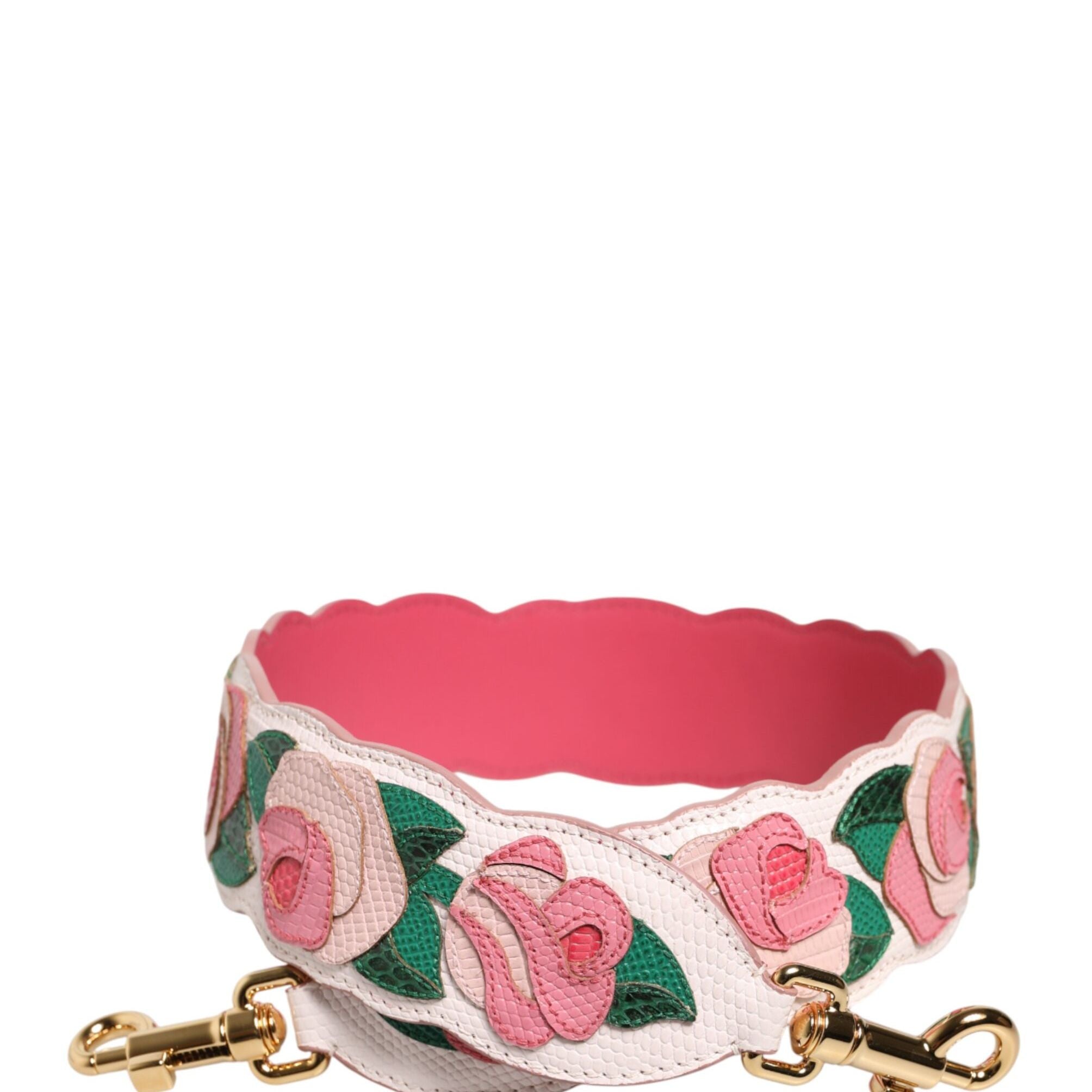 Dolce & Gabbana Strap White Floral Calf Leather Bag Accessory Shoulder