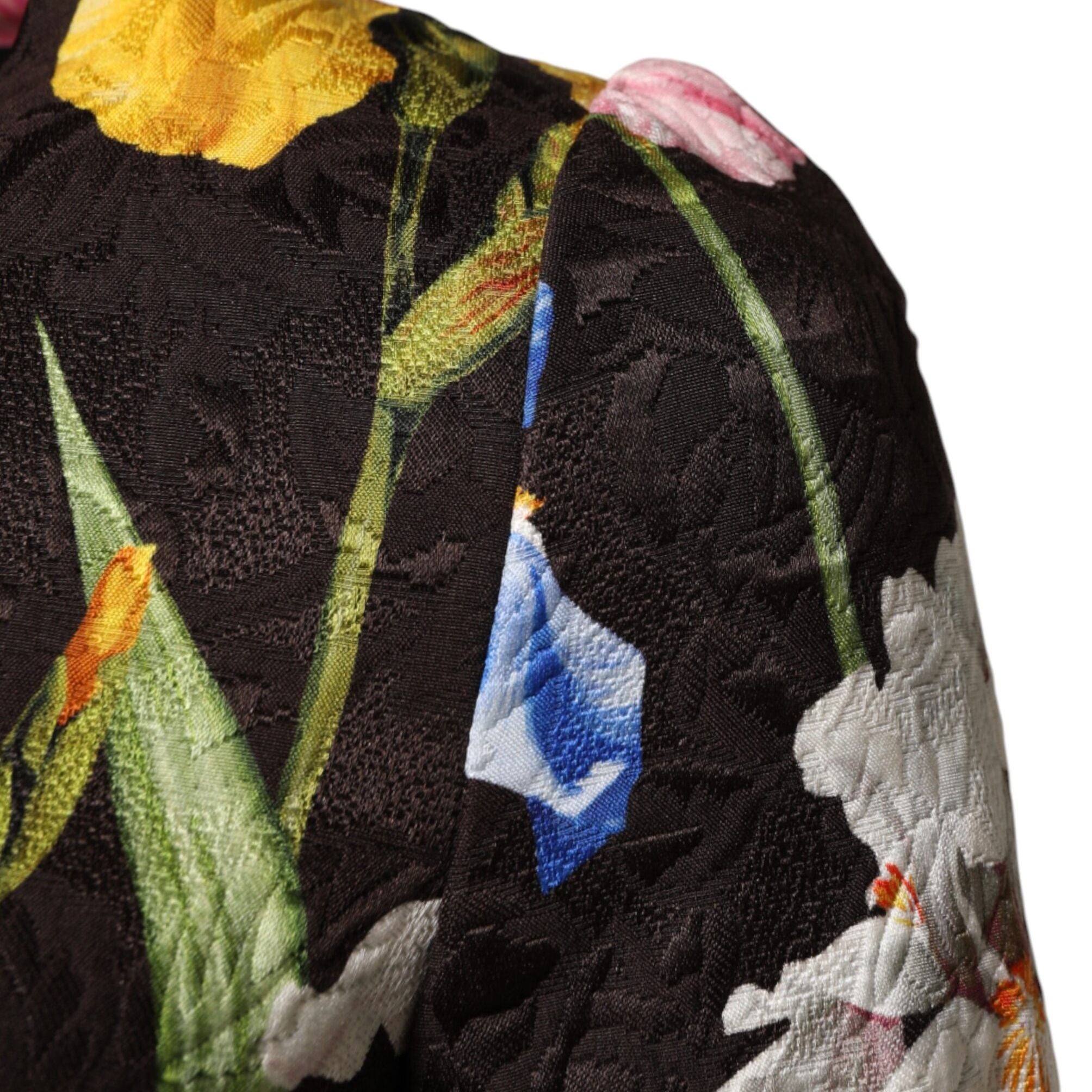 Dolce & Gabbana Black Floral Brocade A-line Mini Dress