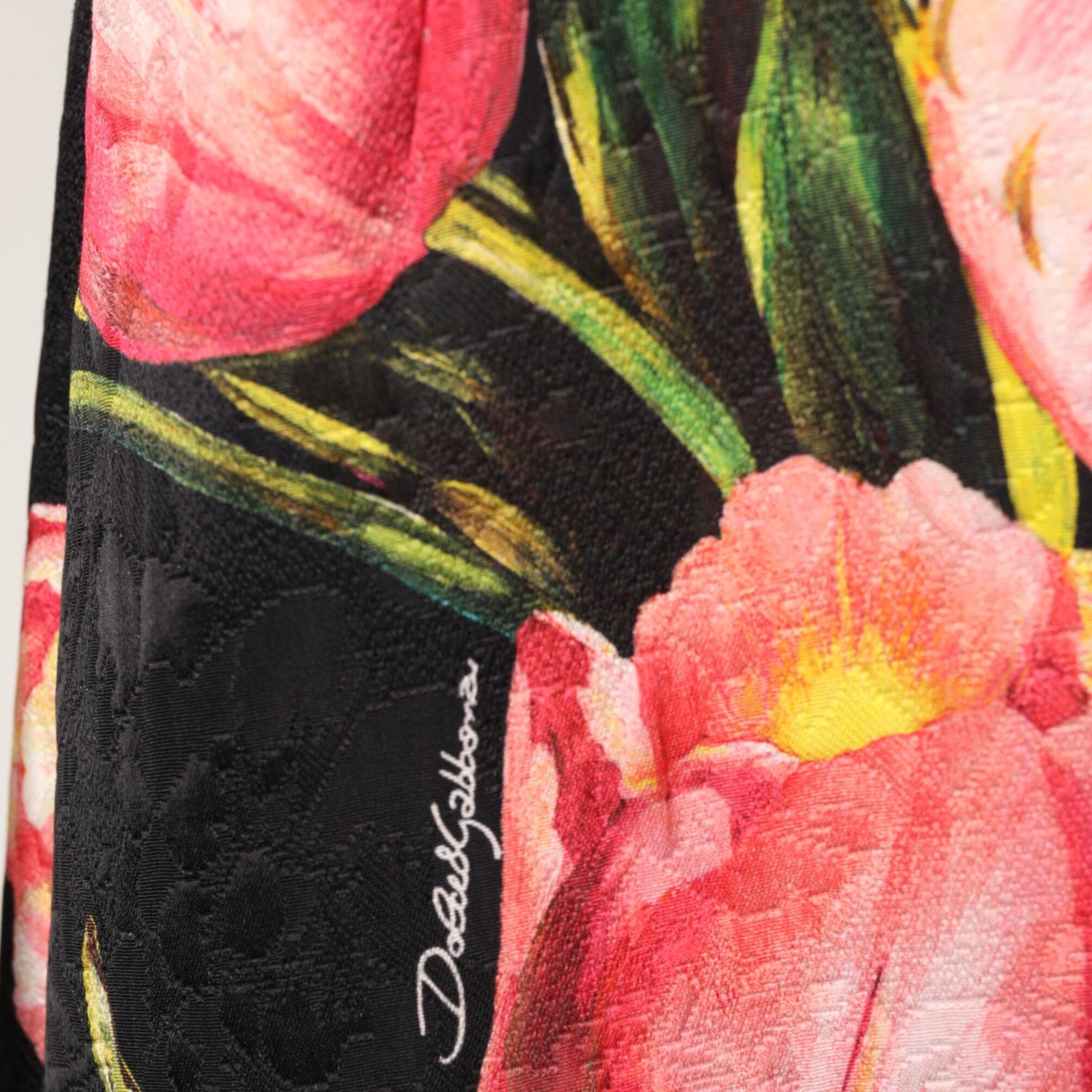 Dolce & Gabbana Black Floral Print Viscose A-line Mini  Dress