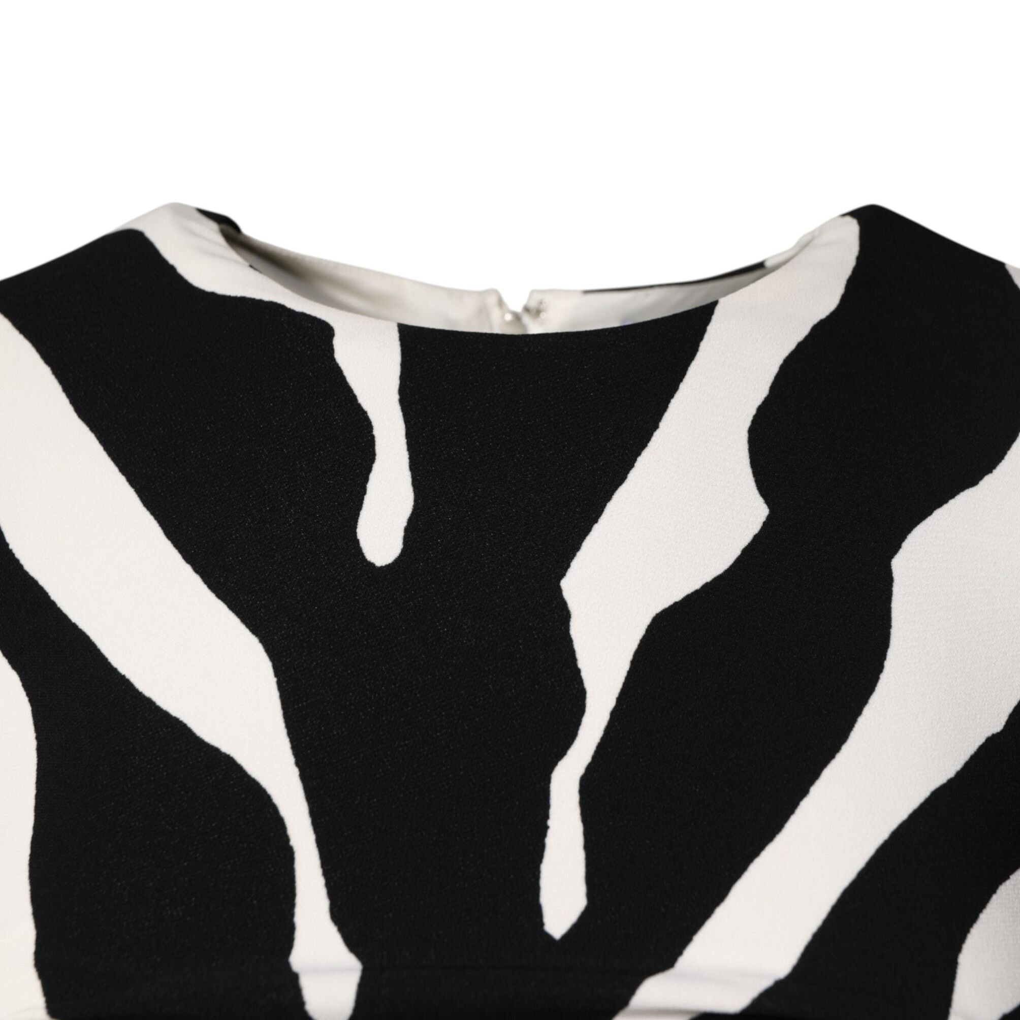Dolce & Gabbana Black White Zebra Viscose Sheath Midi Dress