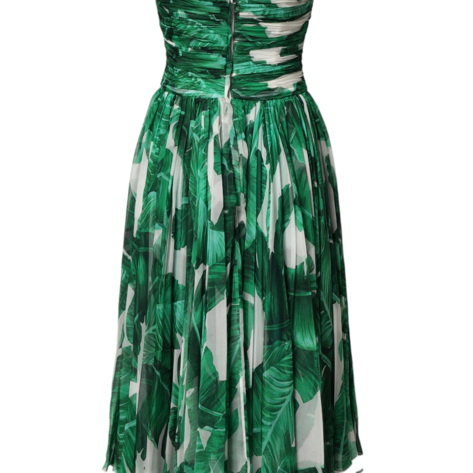 Dolce & Gabbana Green Pineapple Embellished BananaLeaf Dress