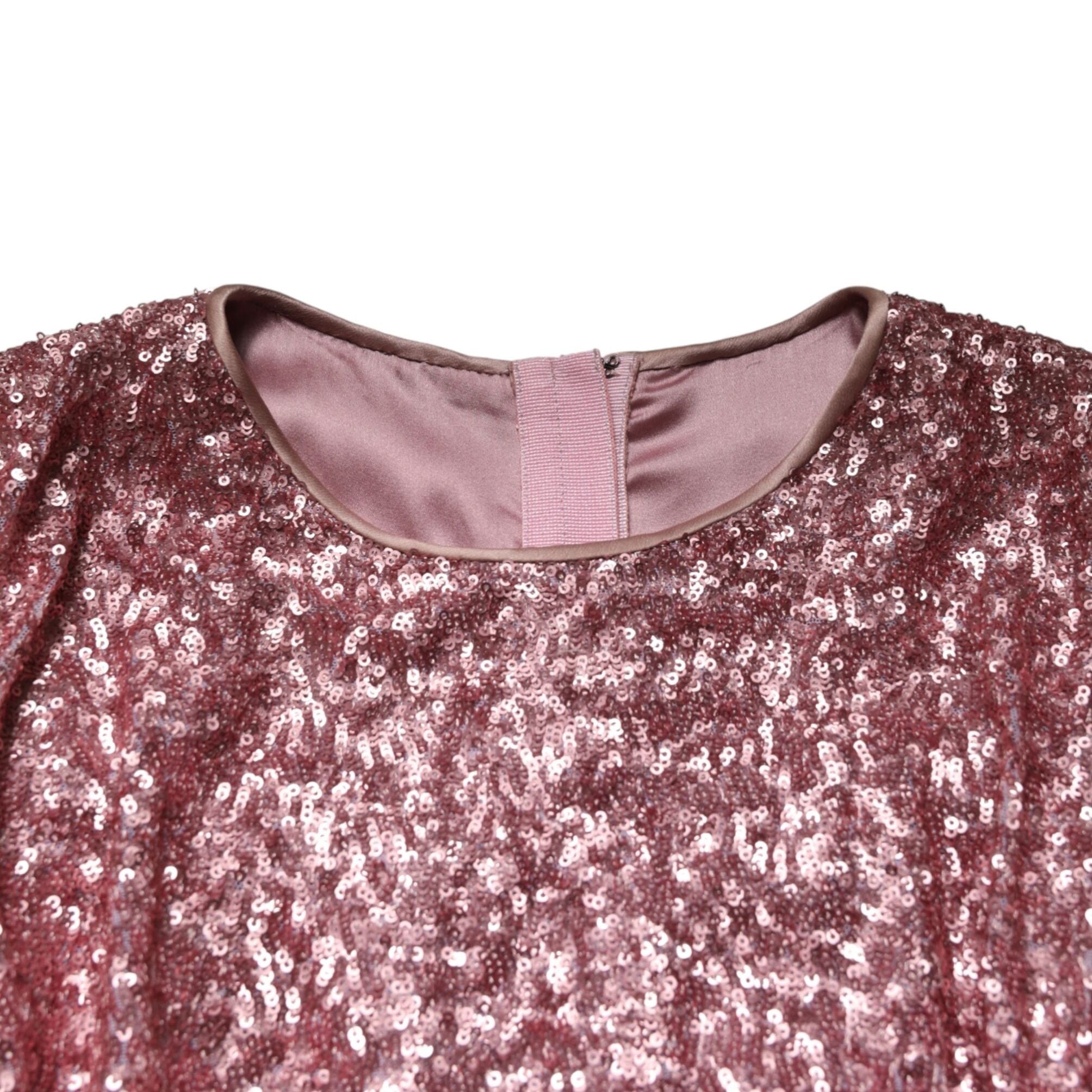 Dolce & Gabbana Pink Sequinned Mermaid Long Gown Dress