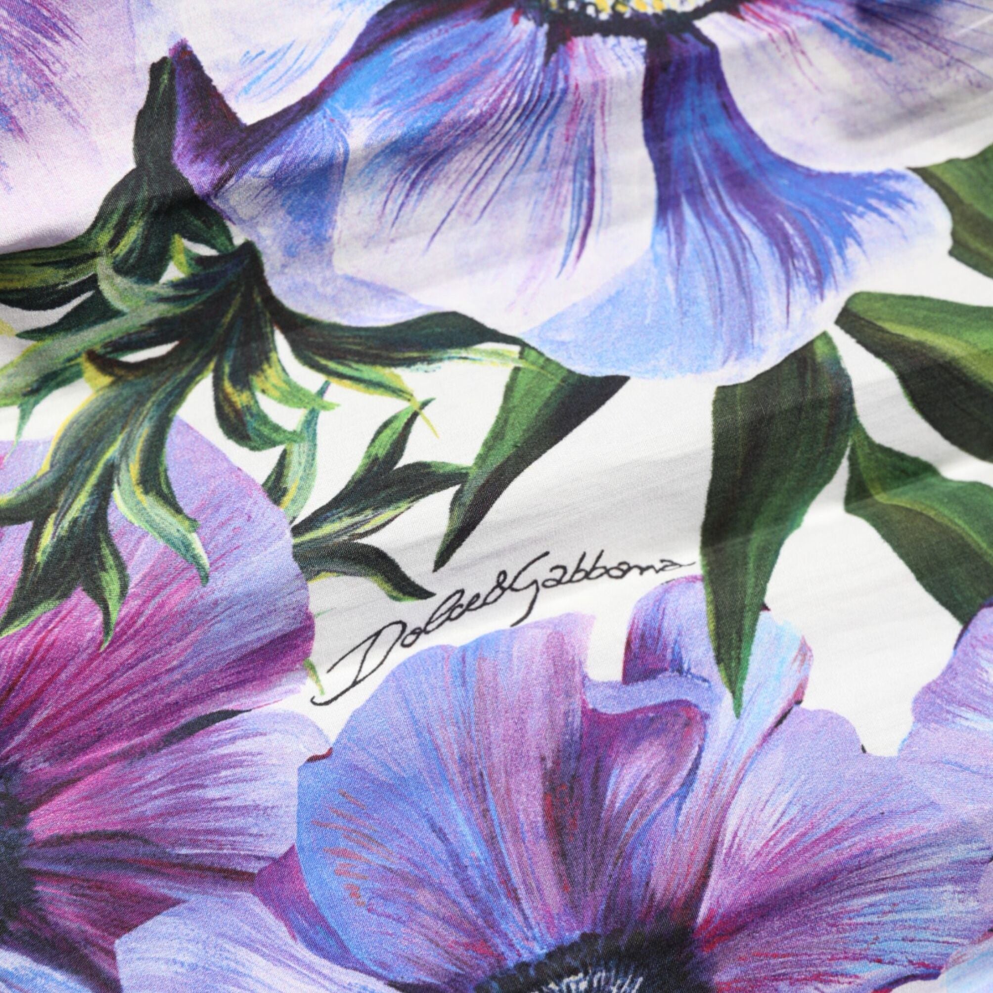 Dolce & Gabbana Purple Anemone Print Pleated Midi Dress