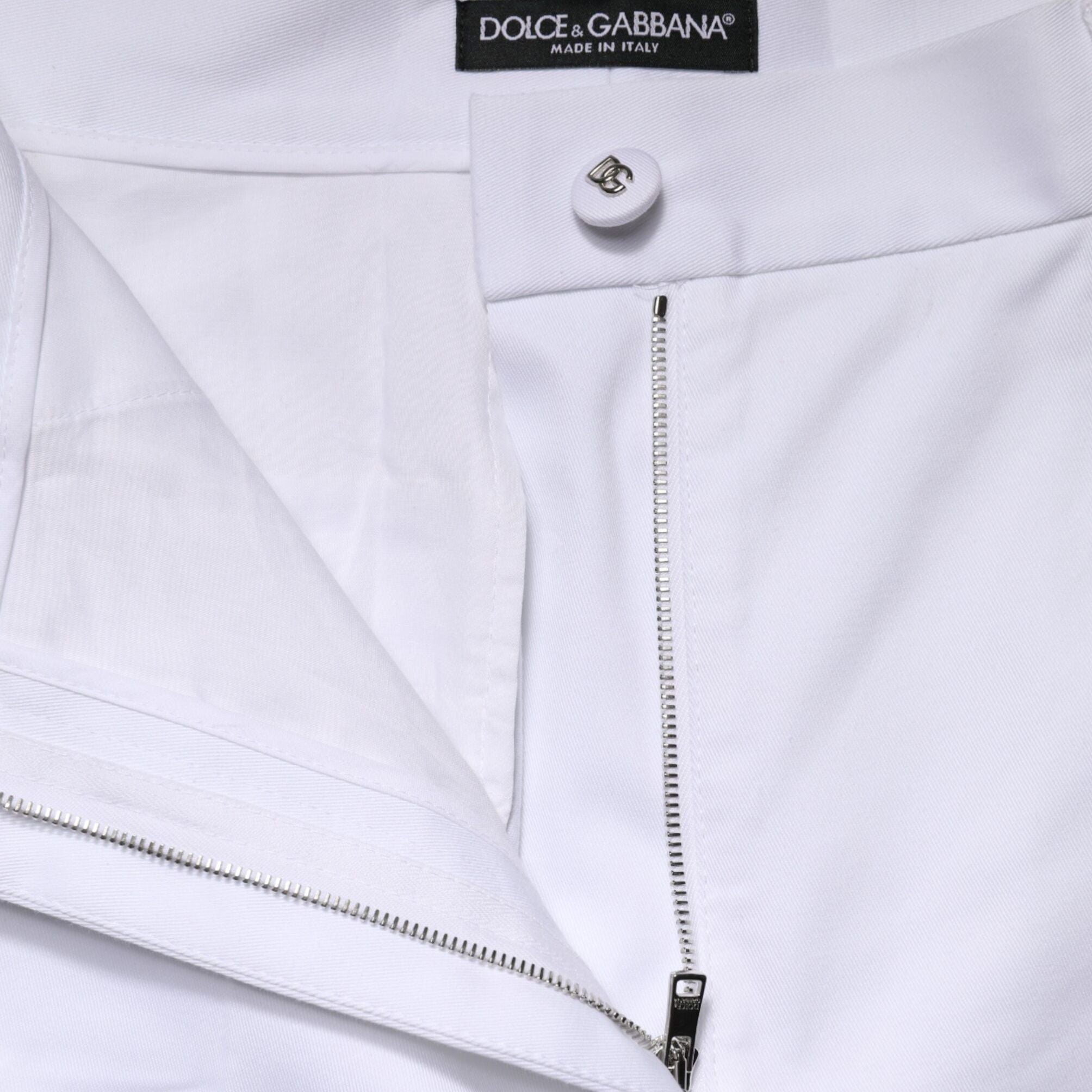 Dolce & Gabbana White Cotton High Waist WideLeg Cropped Pants