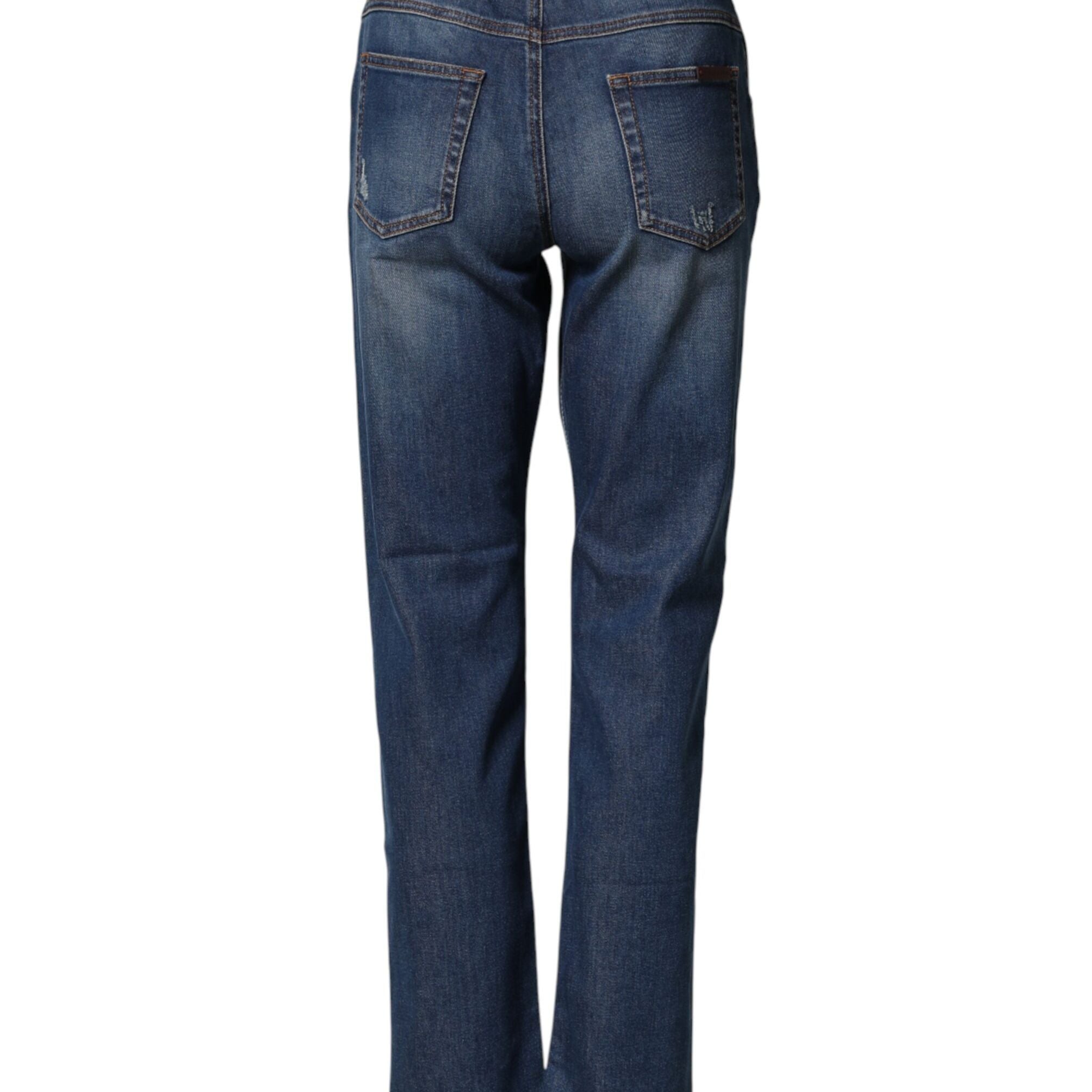 Dolce & Gabbana Blue Floral Embroidered BOYFRIEND Denim Jeans