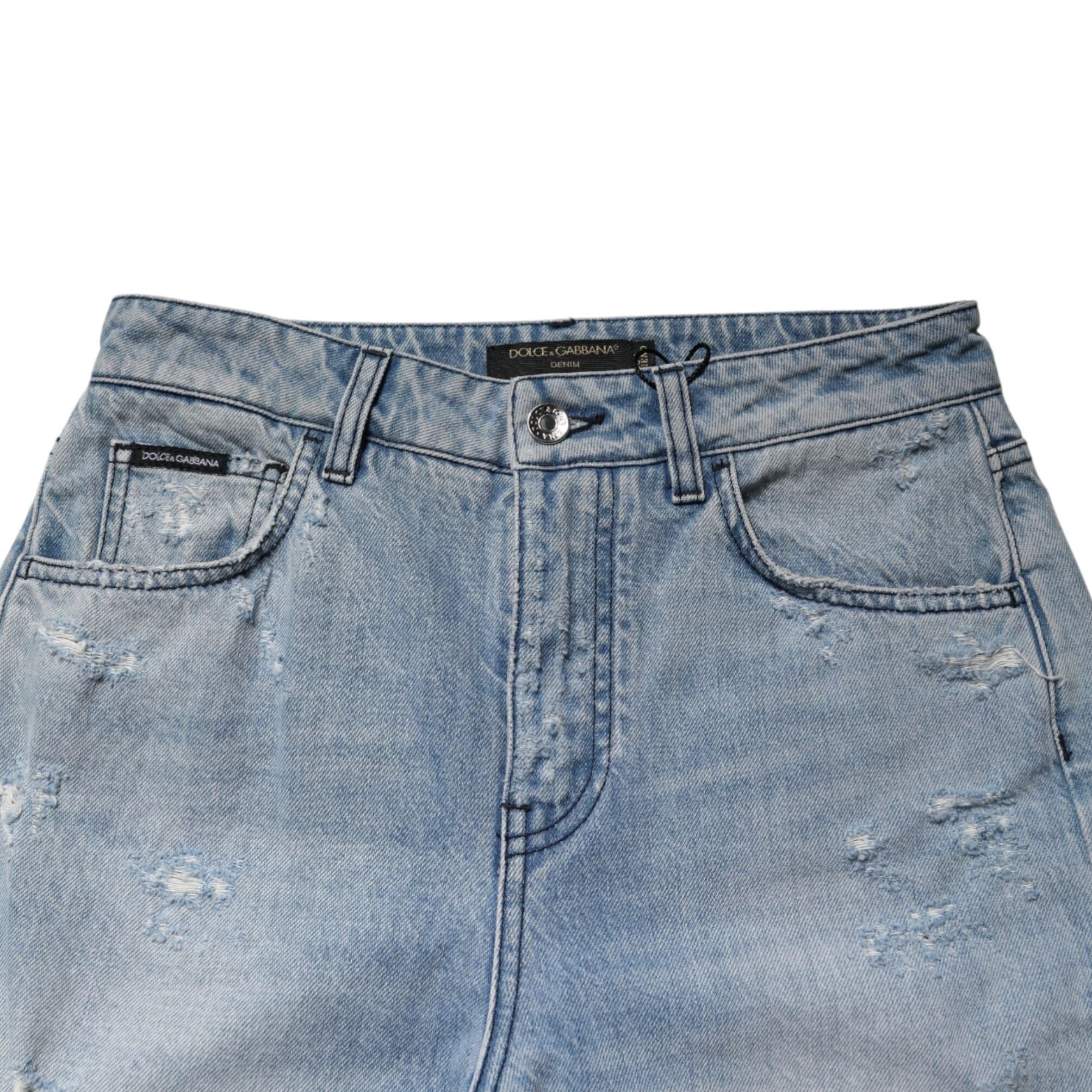 Dolce & Gabbana LightBlue Ripped Washed BOYFRIEND Denim Jeans
