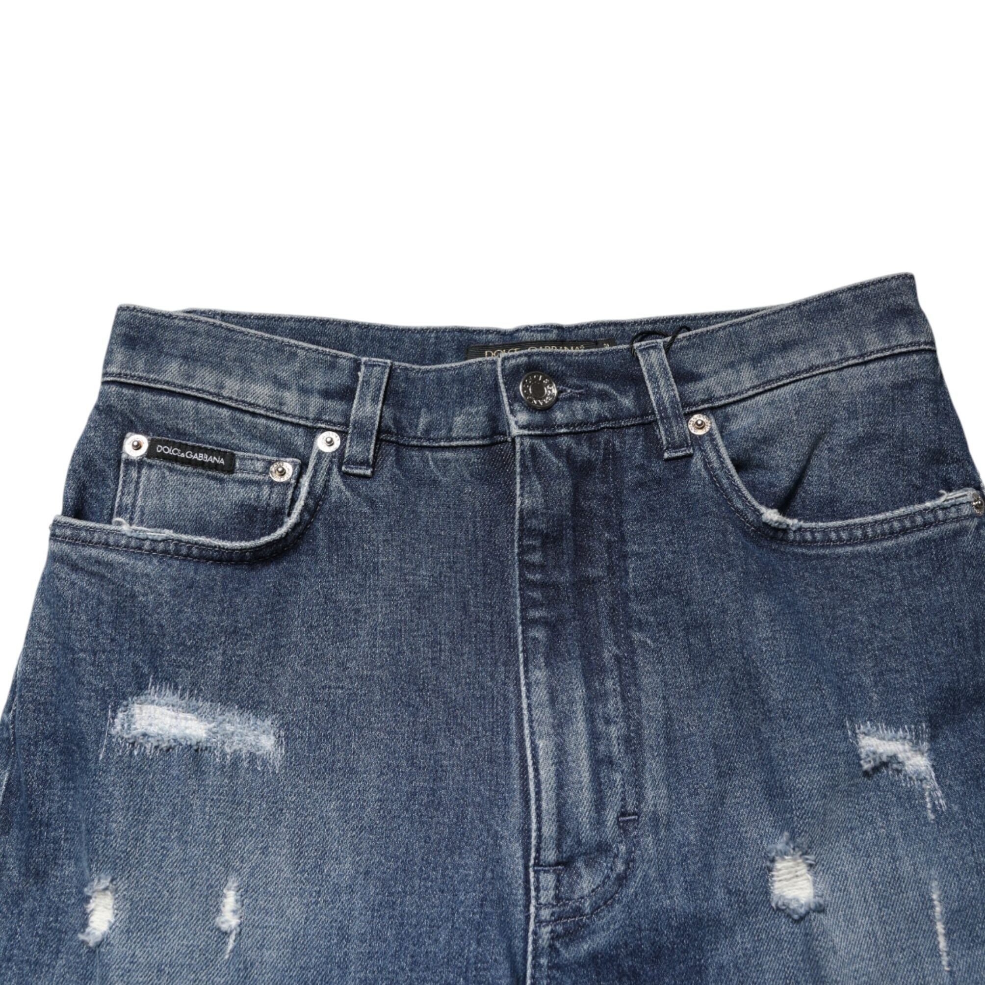 Dolce & Gabbana Blue Distressed Washed Logo GRACE Denim Jeans