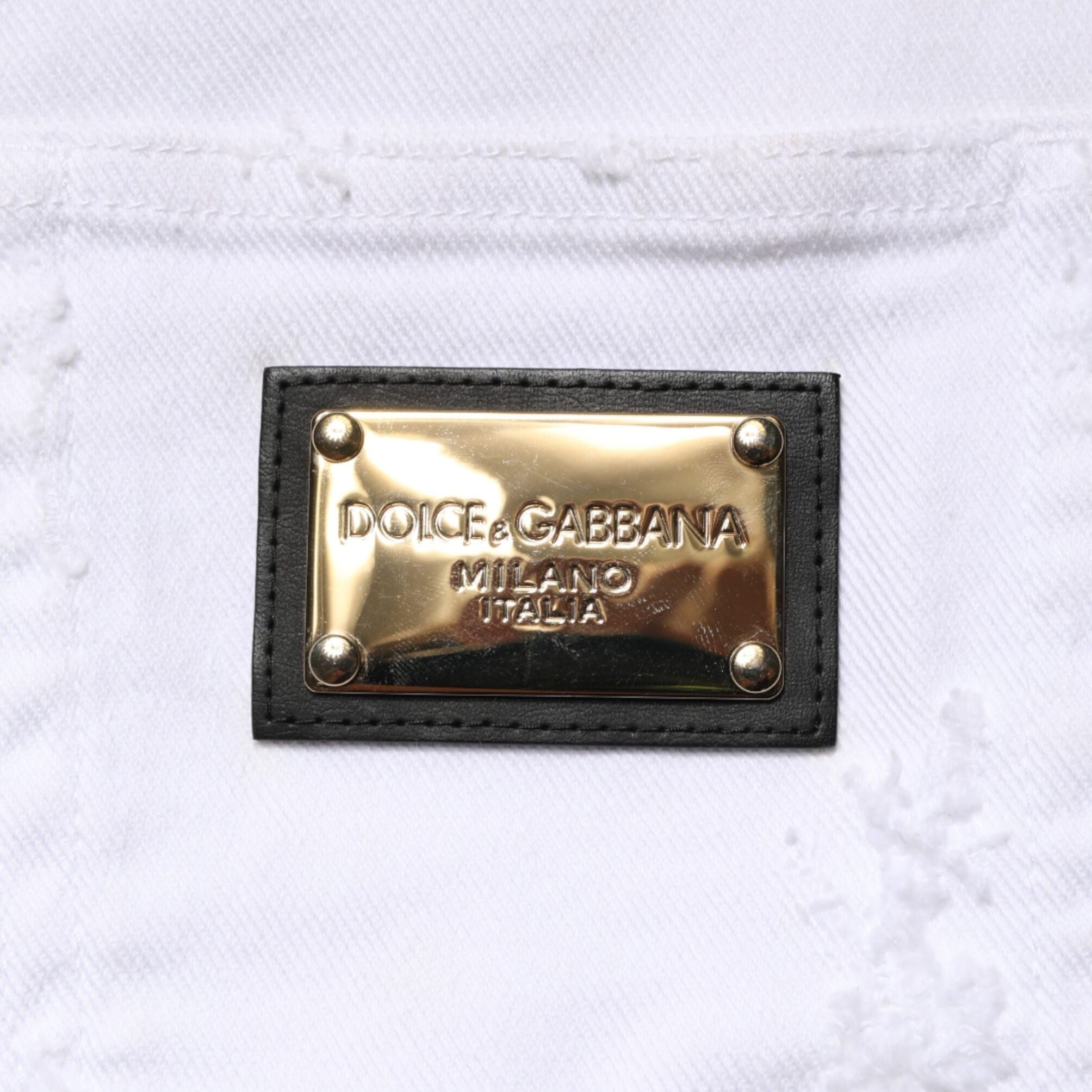 Dolce & Gabbana White Distressed High Waist Denim Jeans
